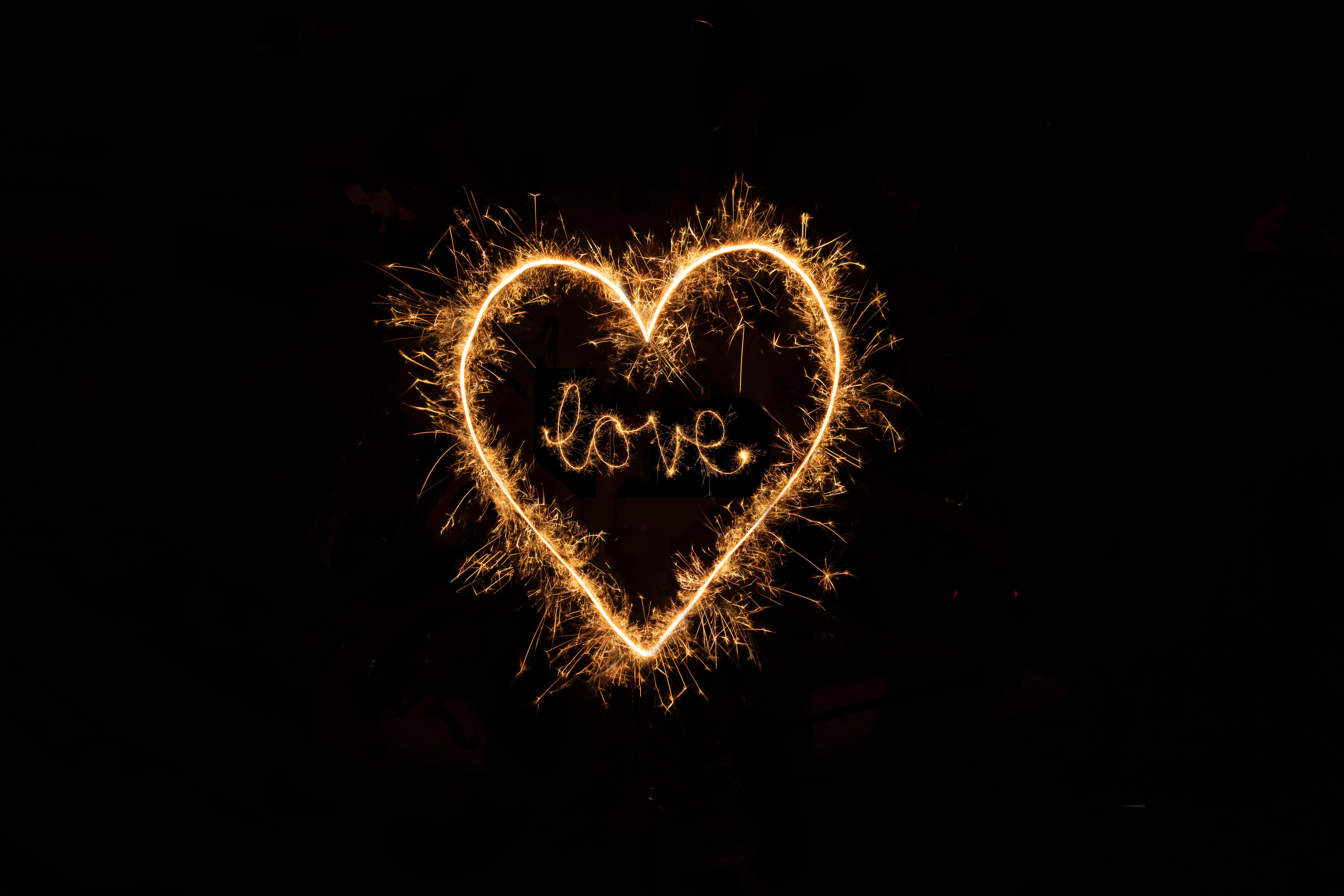 love, heart, sparks, light, words, shine, word Full HD