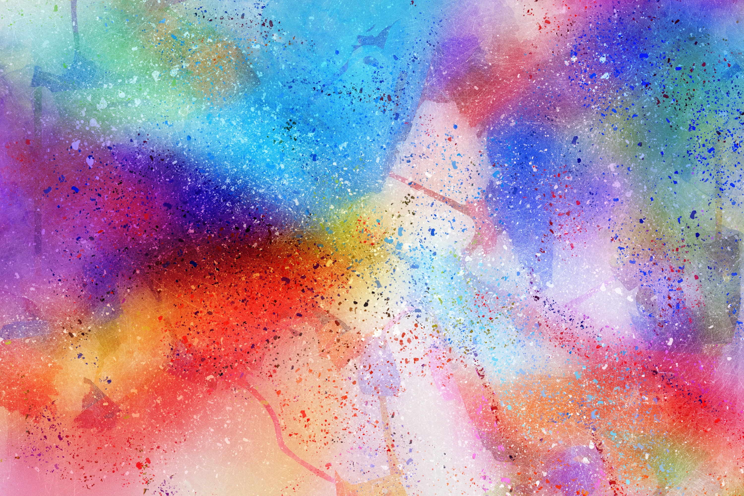 watercolor, multicolored, abstract, motley, stains, spots, points, point 4K