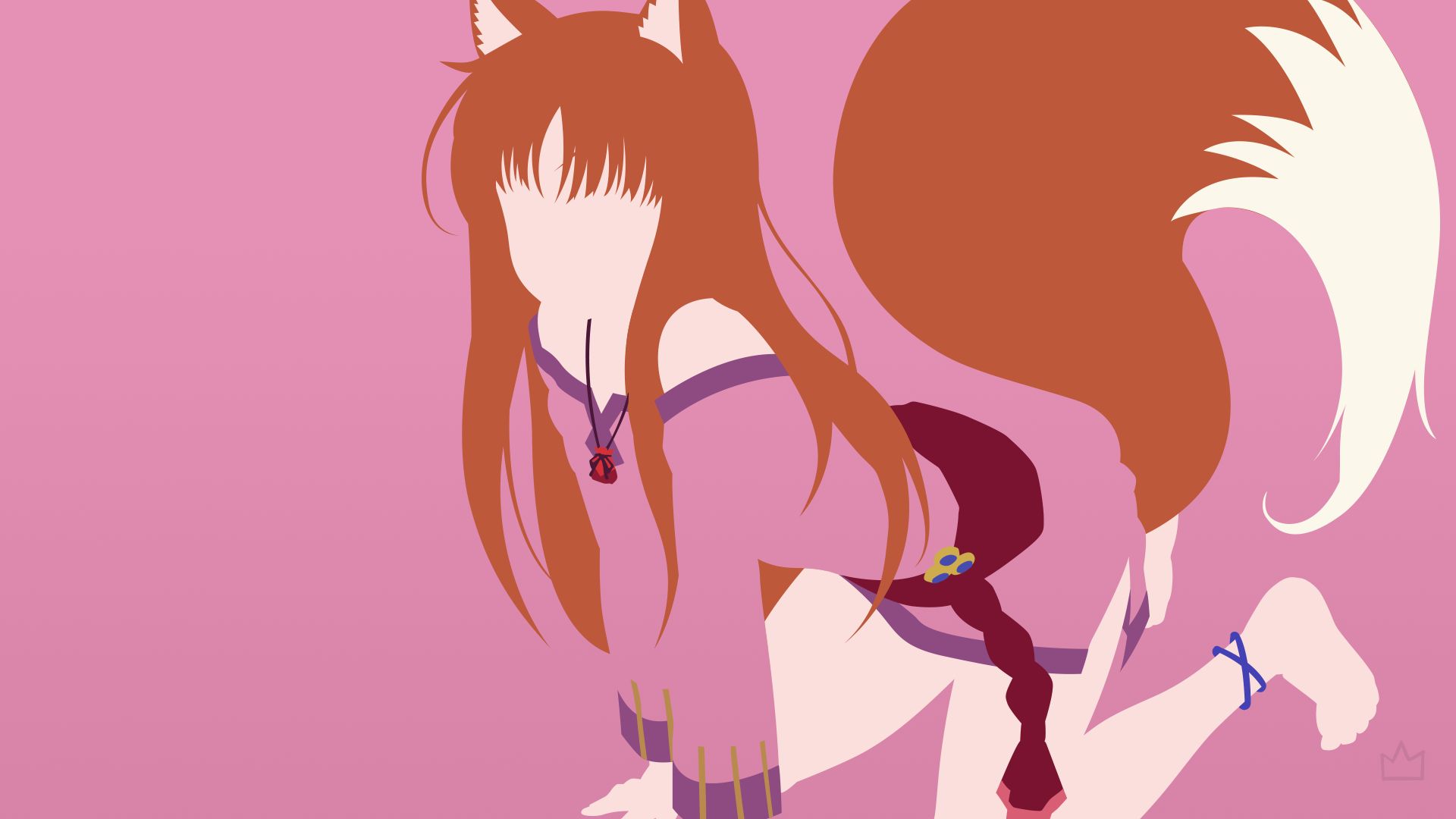 Free download wallpaper Anime, Tail, Belt, Necklace, Long Hair, Brown Hair, Minimalist, Holo (Spice & Wolf), Animal Ears, Spice And Wolf on your PC desktop