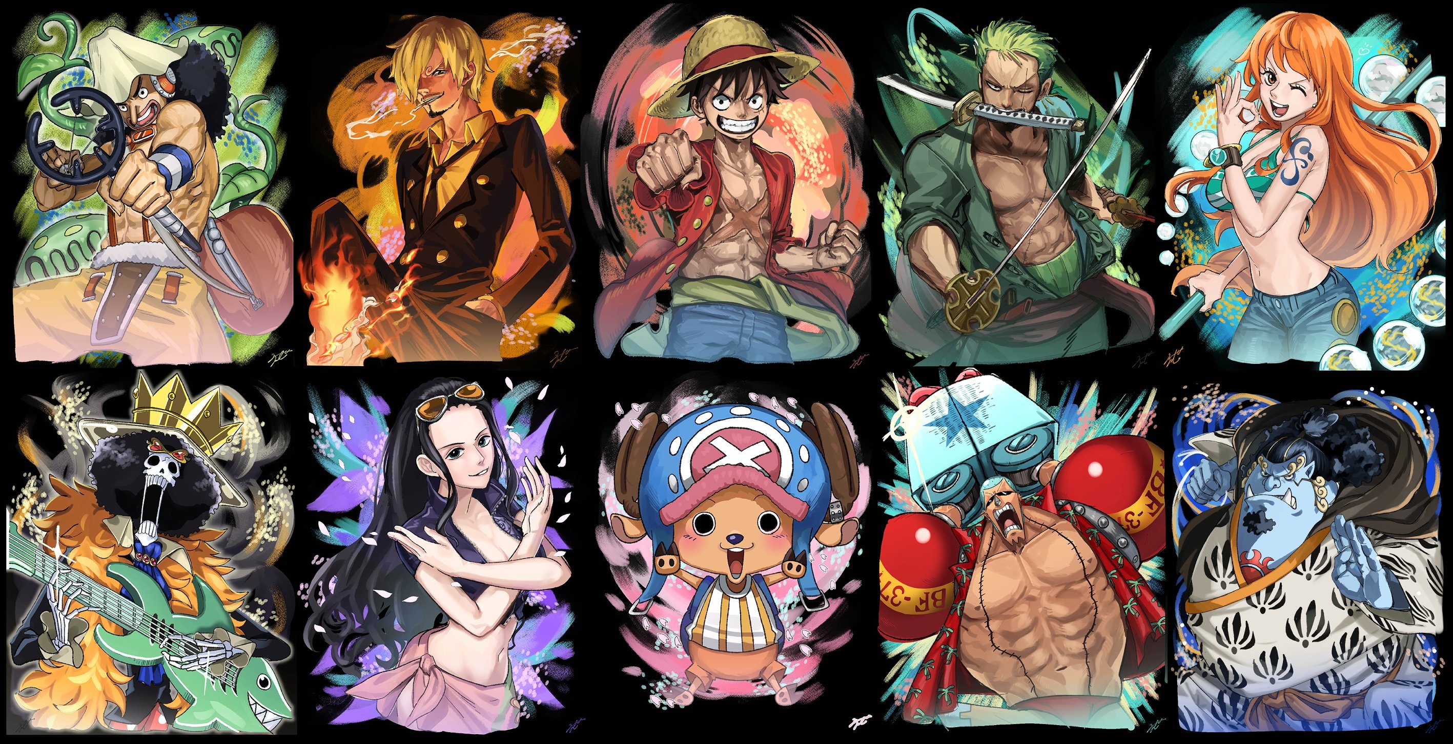 Baixar papel de parede para celular de Anime, One Piece, Tony Tony Chopper, Usopp (One Piece), Roronoa Zoro, Monkey D Luffy, Nami (One Piece), Sanji (One Piece), Brook (One Piece), Nico Robin, Franky (One Piece), Jinbe (One Piece) gratuito.