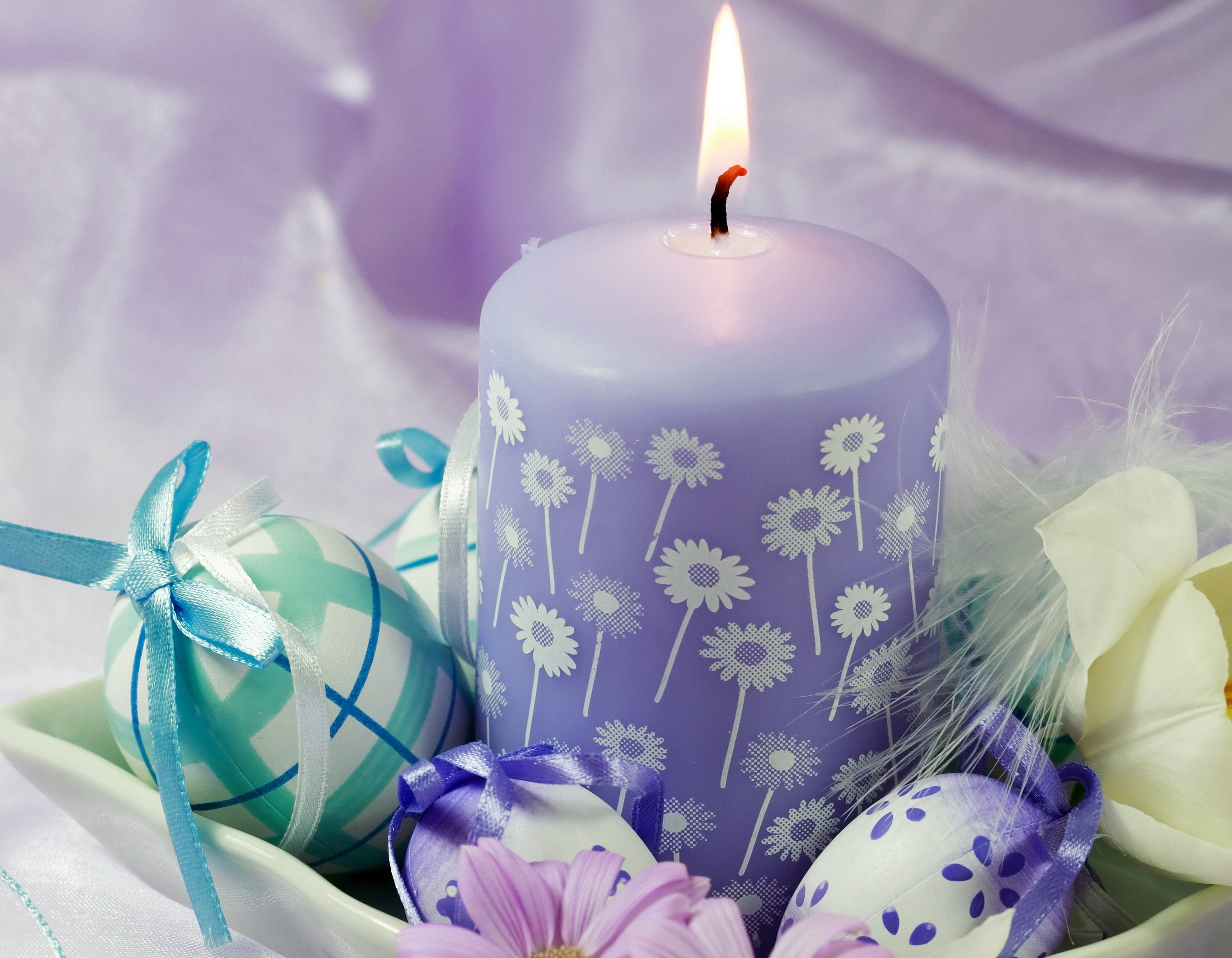 easter, candle, eggs, miscellaneous, fluff, flowers, miscellanea, holiday, fuzz