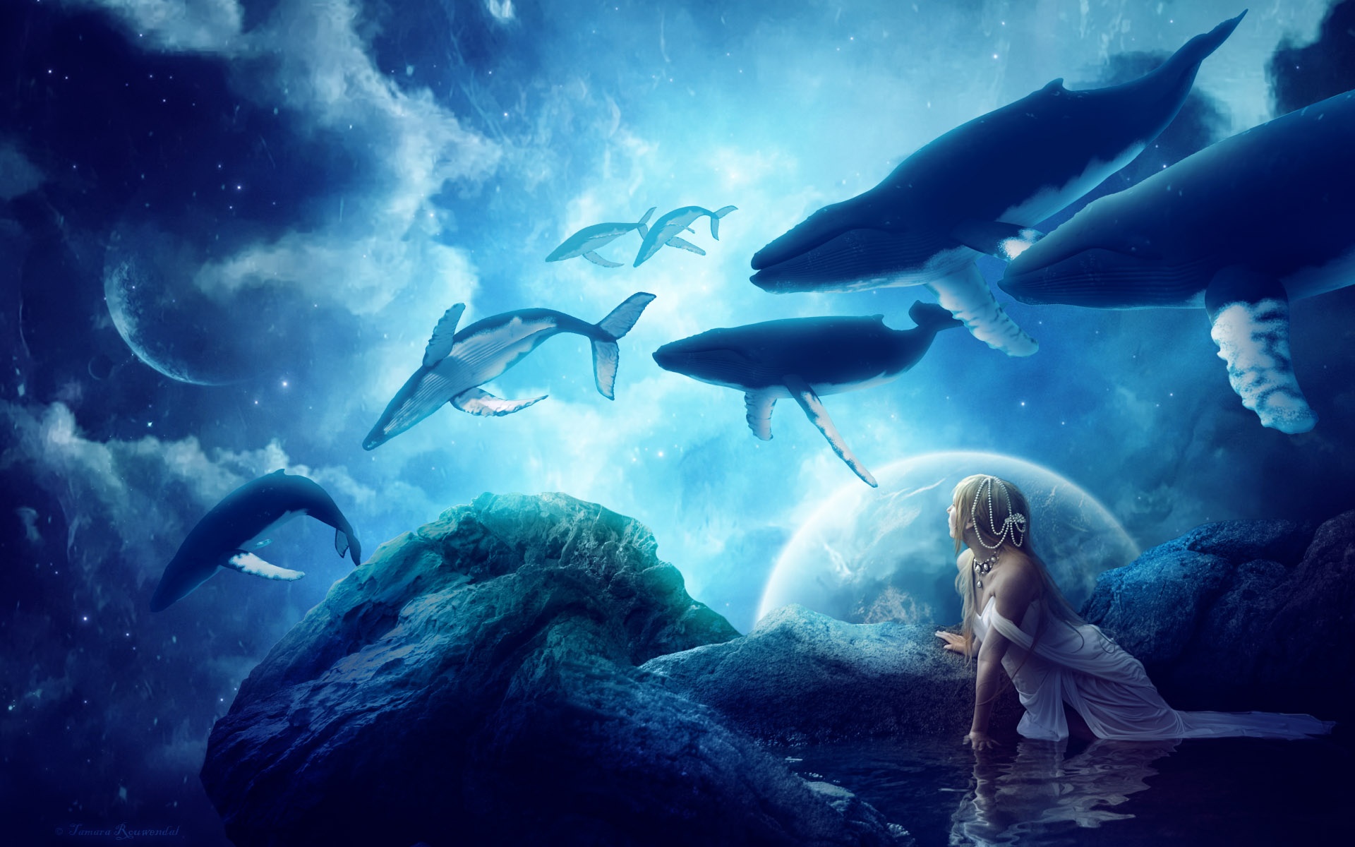 PCデスクトップにファンタジー, 鯨, ファンタジー動物画像を無料でダウンロード
