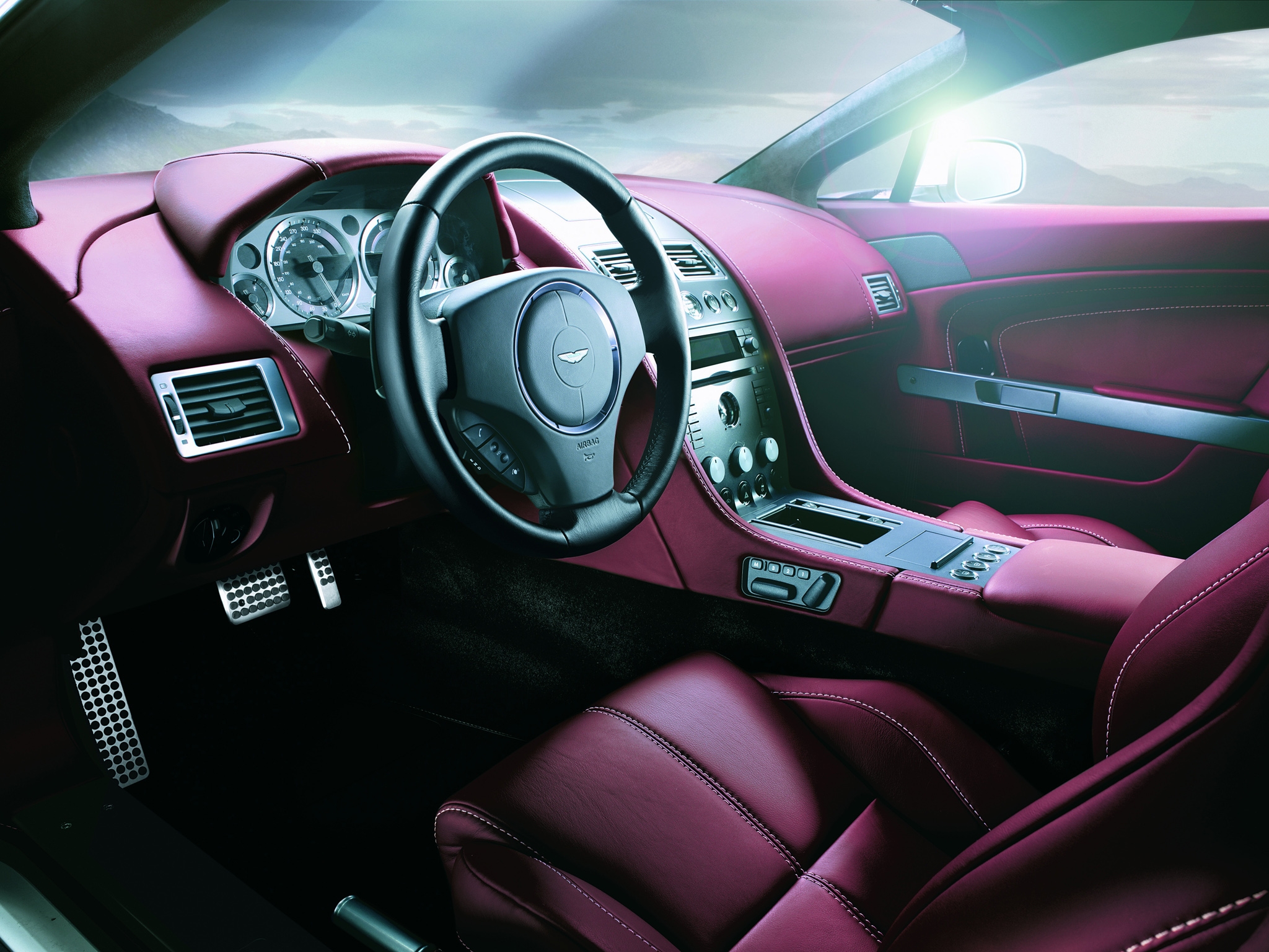 steering wheel, interior, aston martin, cars, 2005, rudder, salon, speedometer, v8, vantage HD wallpaper