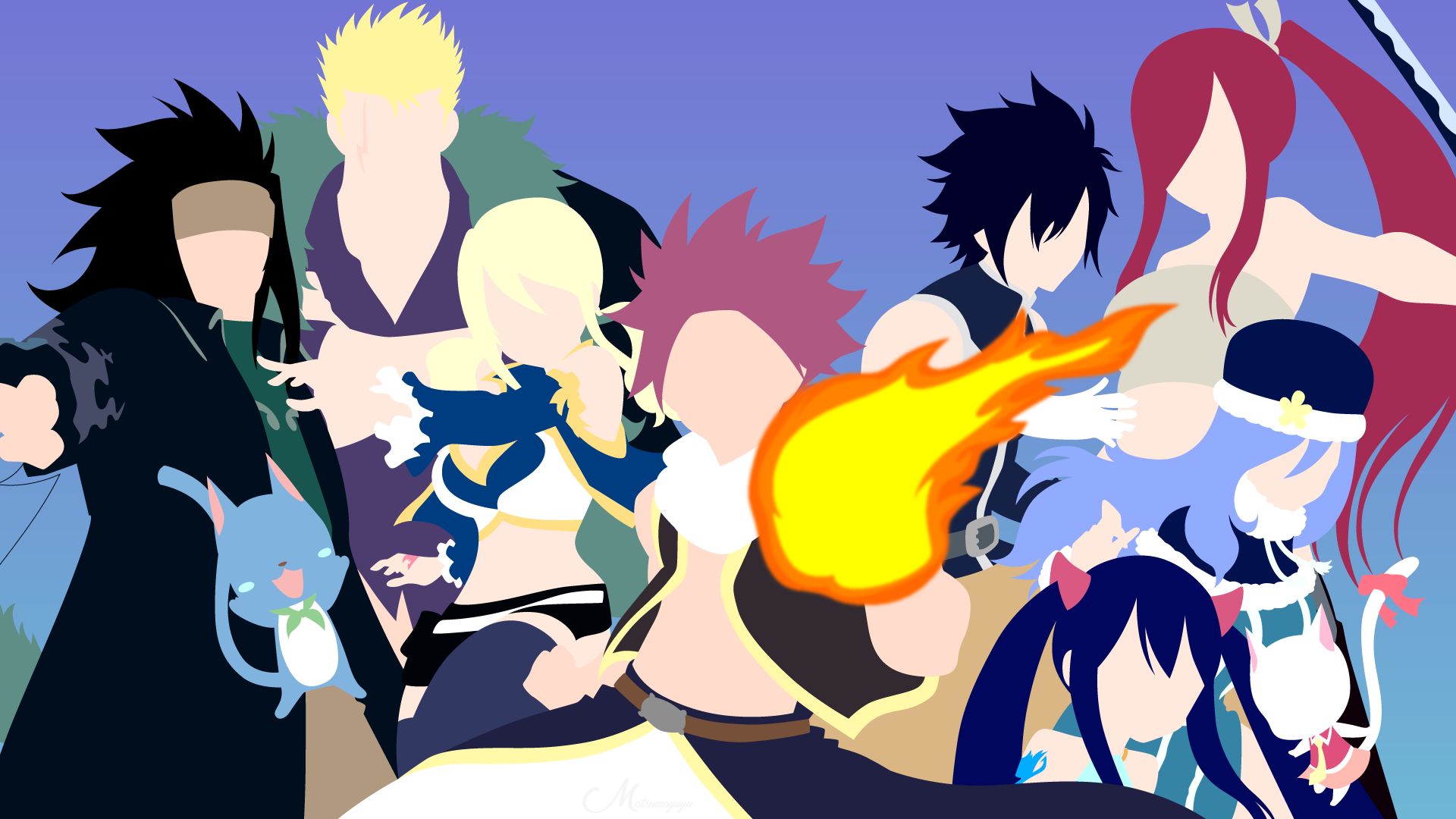 Download mobile wallpaper Anime, Minimalist, Fairy Tail, Lucy Heartfilia, Natsu Dragneel, Erza Scarlet, Gray Fullbuster, Happy (Fairy Tail), Juvia Lockser, Gajeel Redfox, Charles (Fairy Tail), Wendy Marvell, Laxus Dreyar for free.