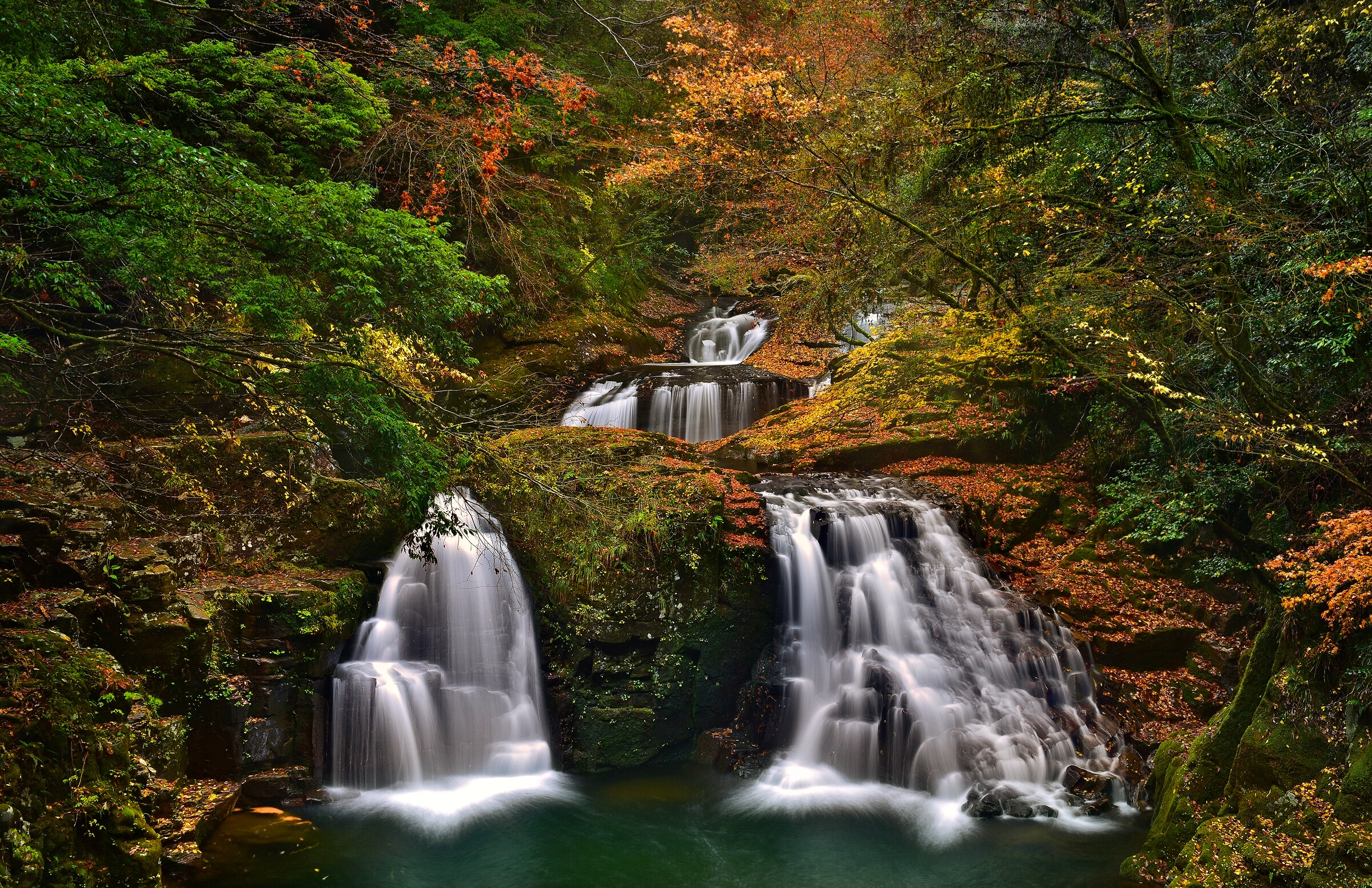 Download mobile wallpaper Waterfall, Forest, Fall, Earth for free.