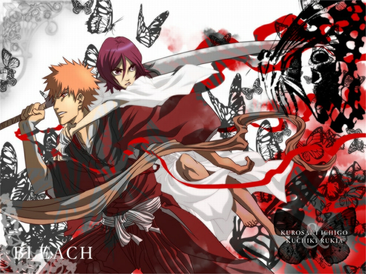 Handy-Wallpaper Bleach, Rukia Kuchiki, Animes, Ichigo Kurosaki kostenlos herunterladen.