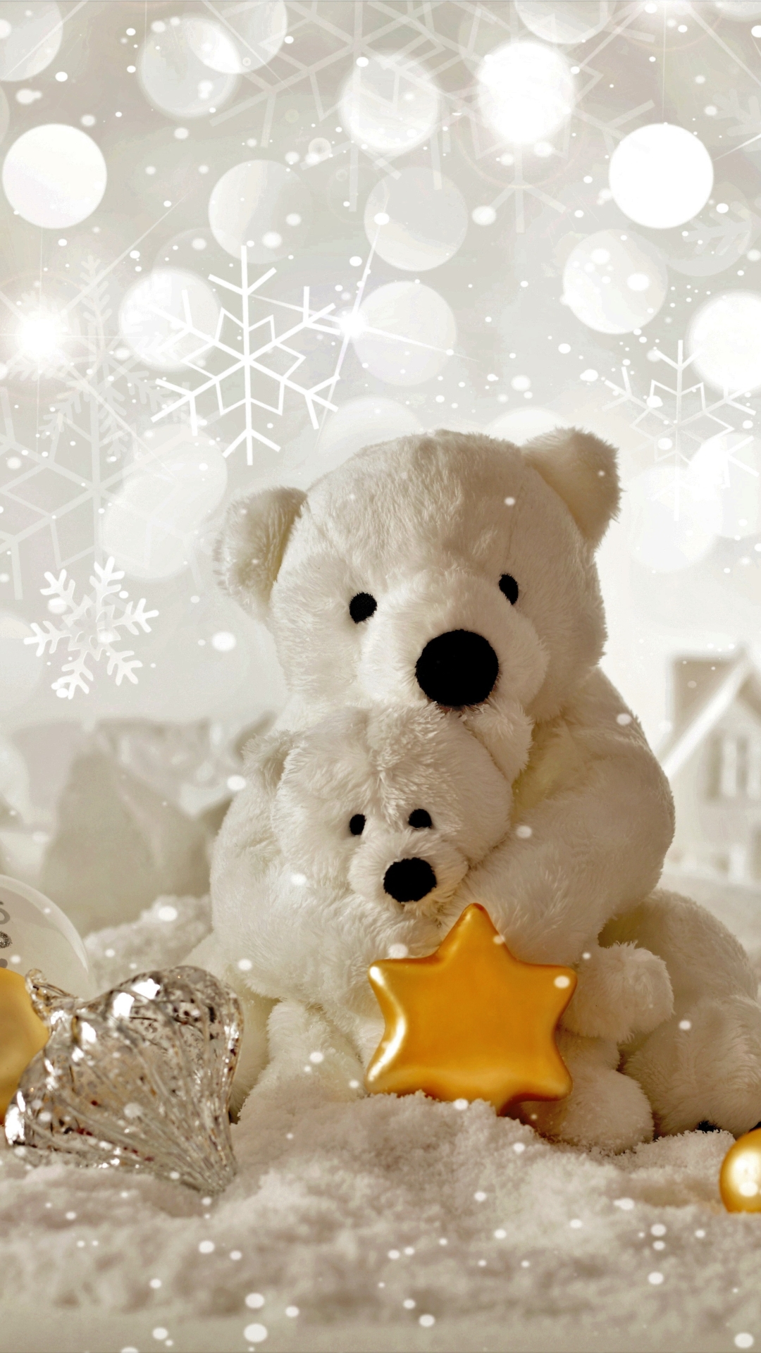 Download mobile wallpaper Snow, Teddy Bear, Christmas, Holiday, Star, Christmas Ornaments for free.