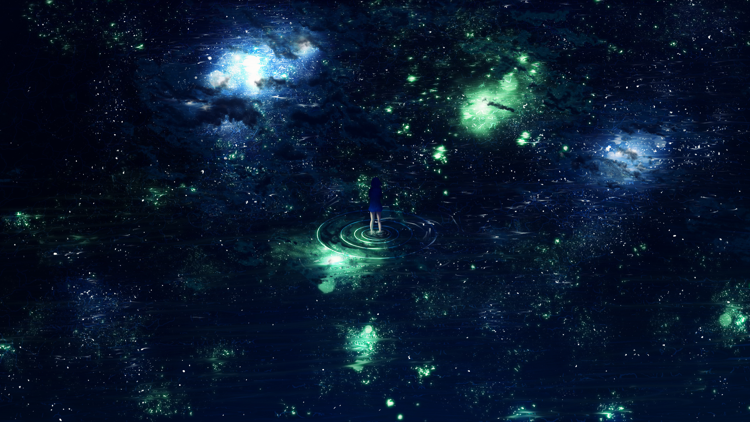 Download mobile wallpaper Anime, Water, Stars, Galaxy, Original for free.