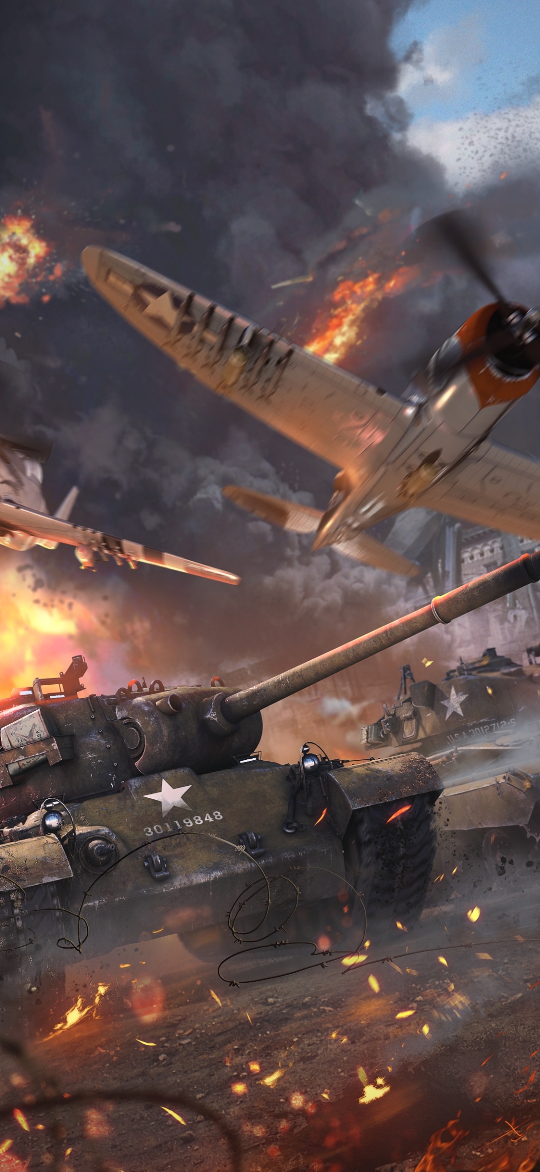 Download mobile wallpaper Battle, Aircraft, Tank, Video Game, Warplane, War Thunder for free.