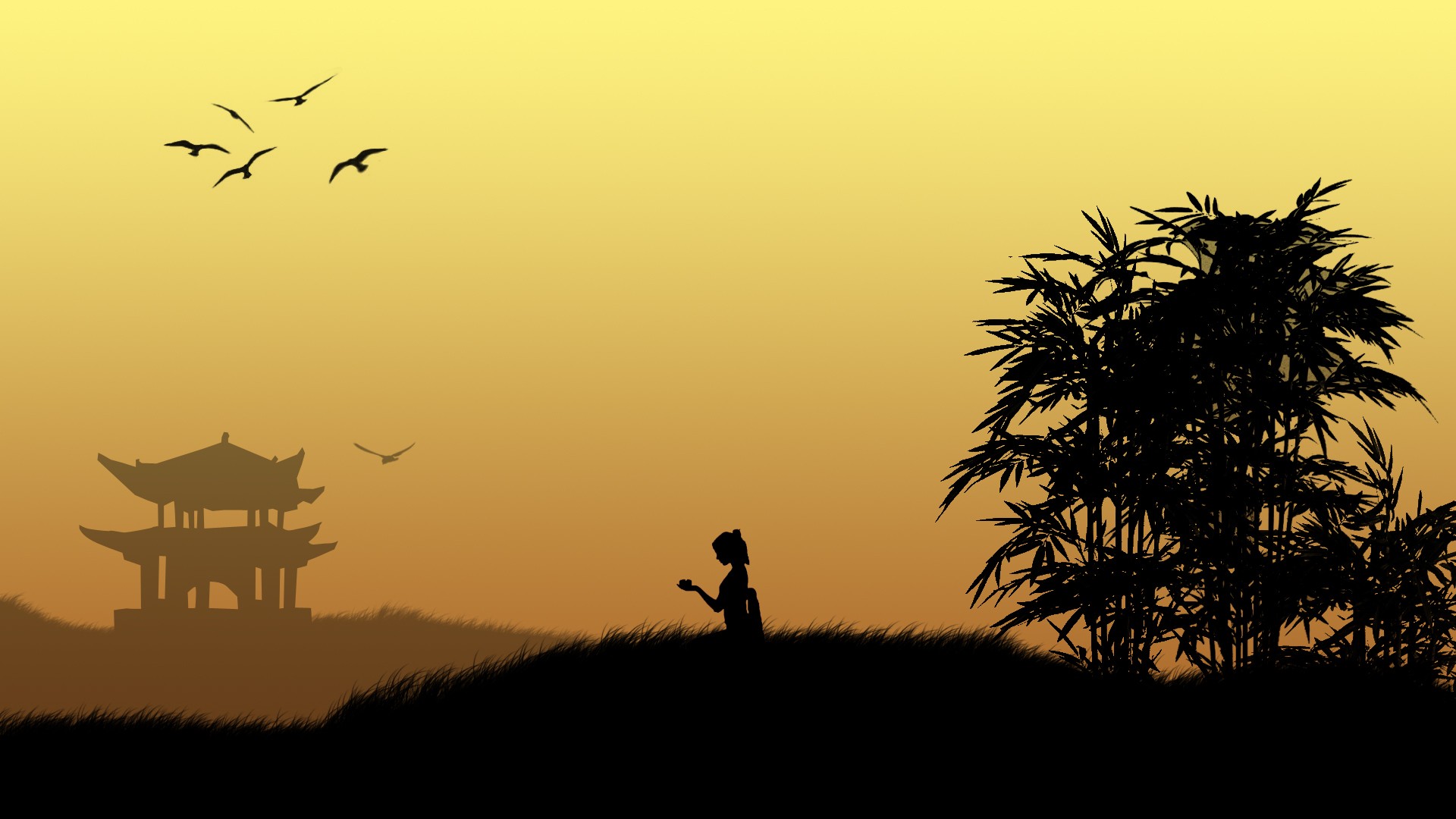 Laden Sie das Vogel, Bambus, Orientalisch, Künstlerisch-Bild kostenlos auf Ihren PC-Desktop herunter