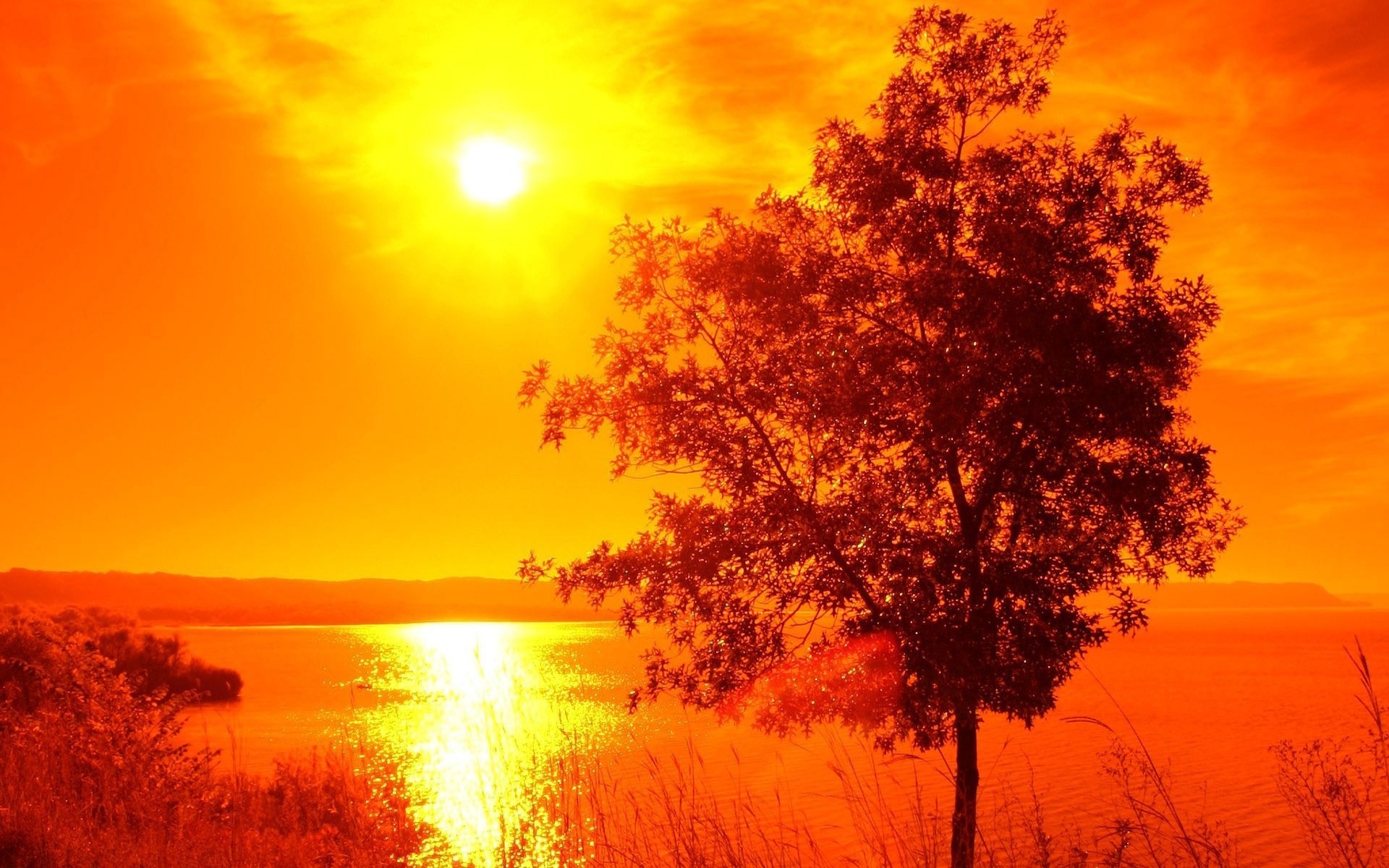 Download mobile wallpaper Sunset, Sun, Lake, Reflection, Sunrise, Earth, Sunlight for free.