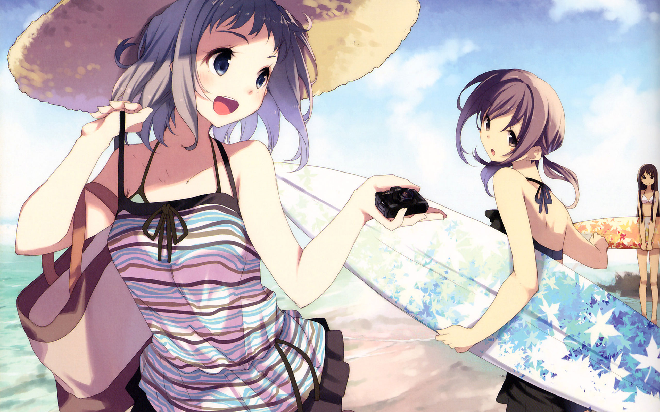 Laden Sie das Strand, Surfbrett, Original, Animes-Bild kostenlos auf Ihren PC-Desktop herunter