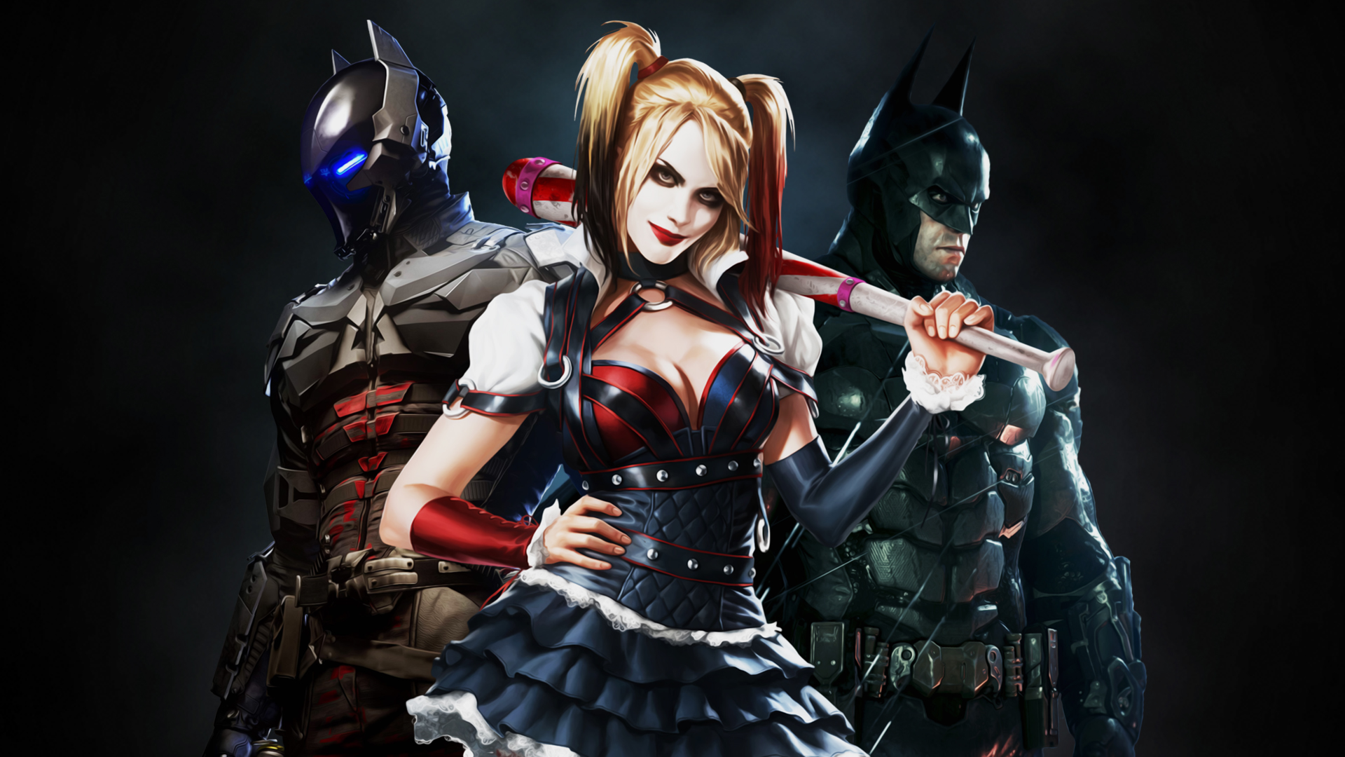 339589 descargar fondo de pantalla videojuego, batman: arkham knight, arkham knight (dc cómics), hombre murciélago, harley quinn, jason todd: protectores de pantalla e imágenes gratis
