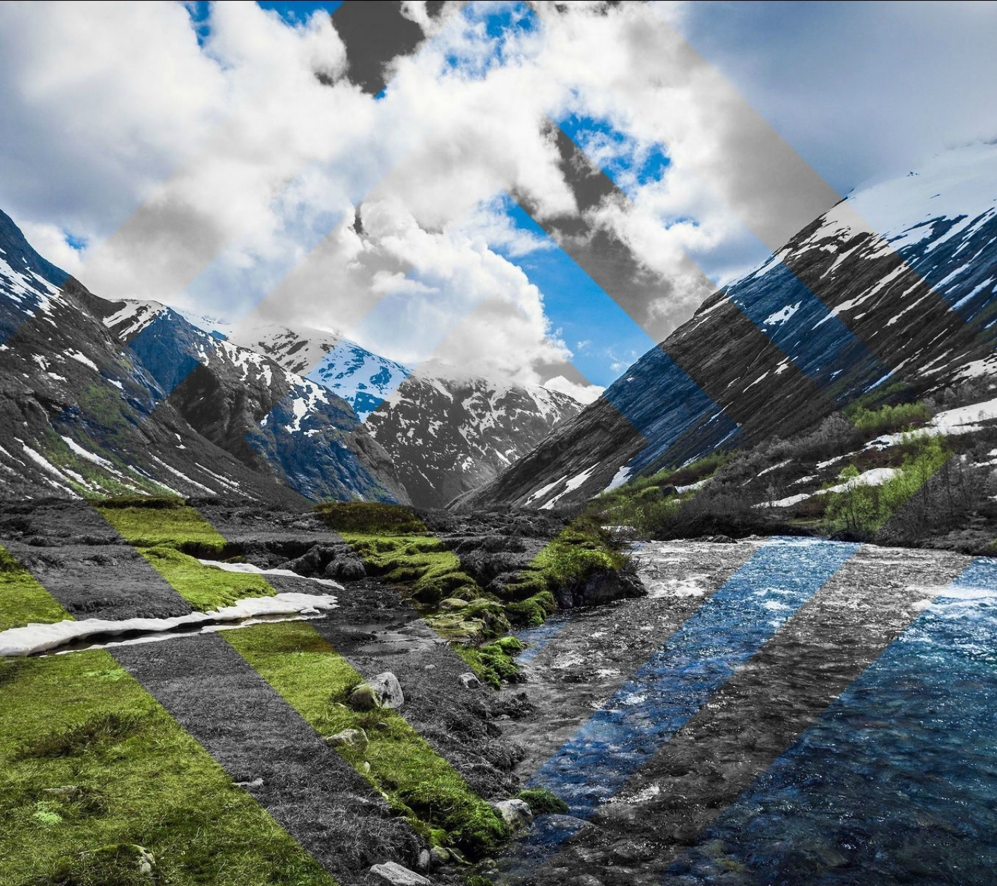 Laden Sie das Wasser, Berg, Gebirge, Wolke, Schwarz Weiß, Strom, Gras, Schwarz Weiss, Künstlerisch, Polyscape-Bild kostenlos auf Ihren PC-Desktop herunter