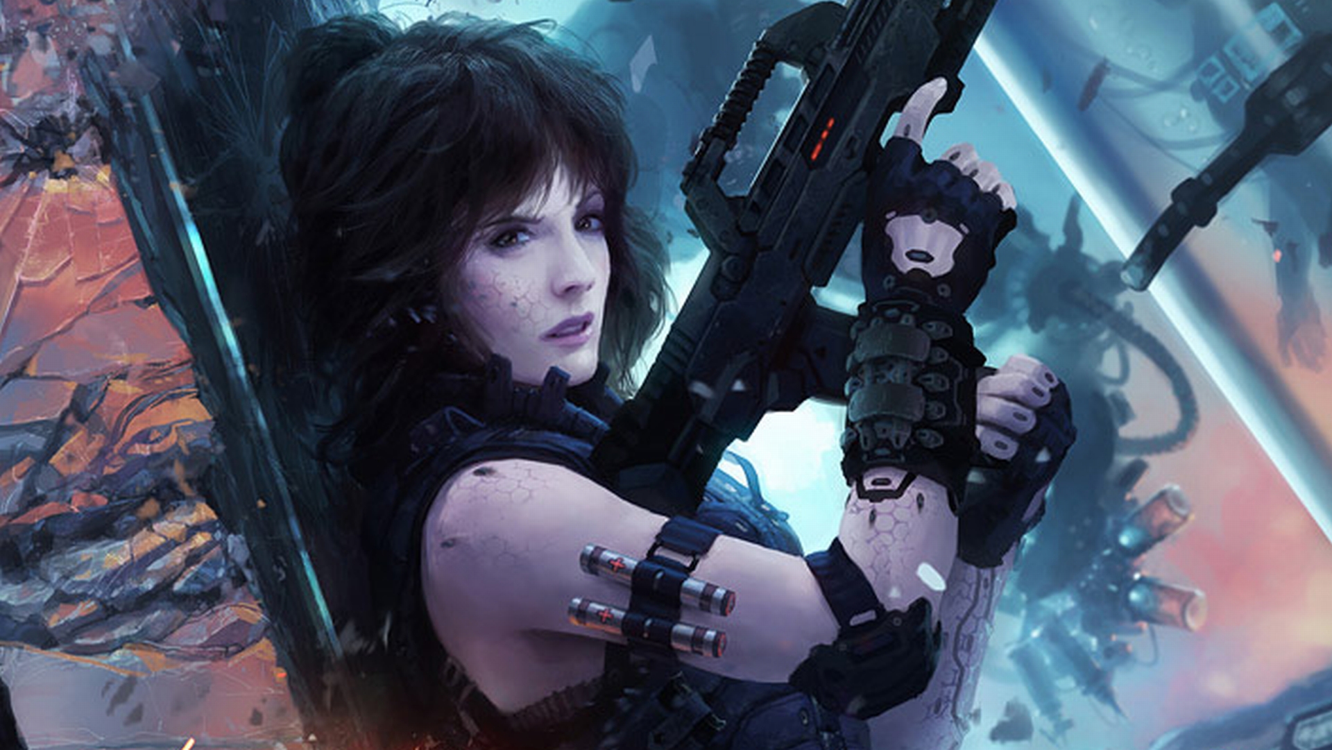 184990 descargar fondo de pantalla ciencia ficción, mujeres guerrera, ciberpunk, rifle: protectores de pantalla e imágenes gratis
