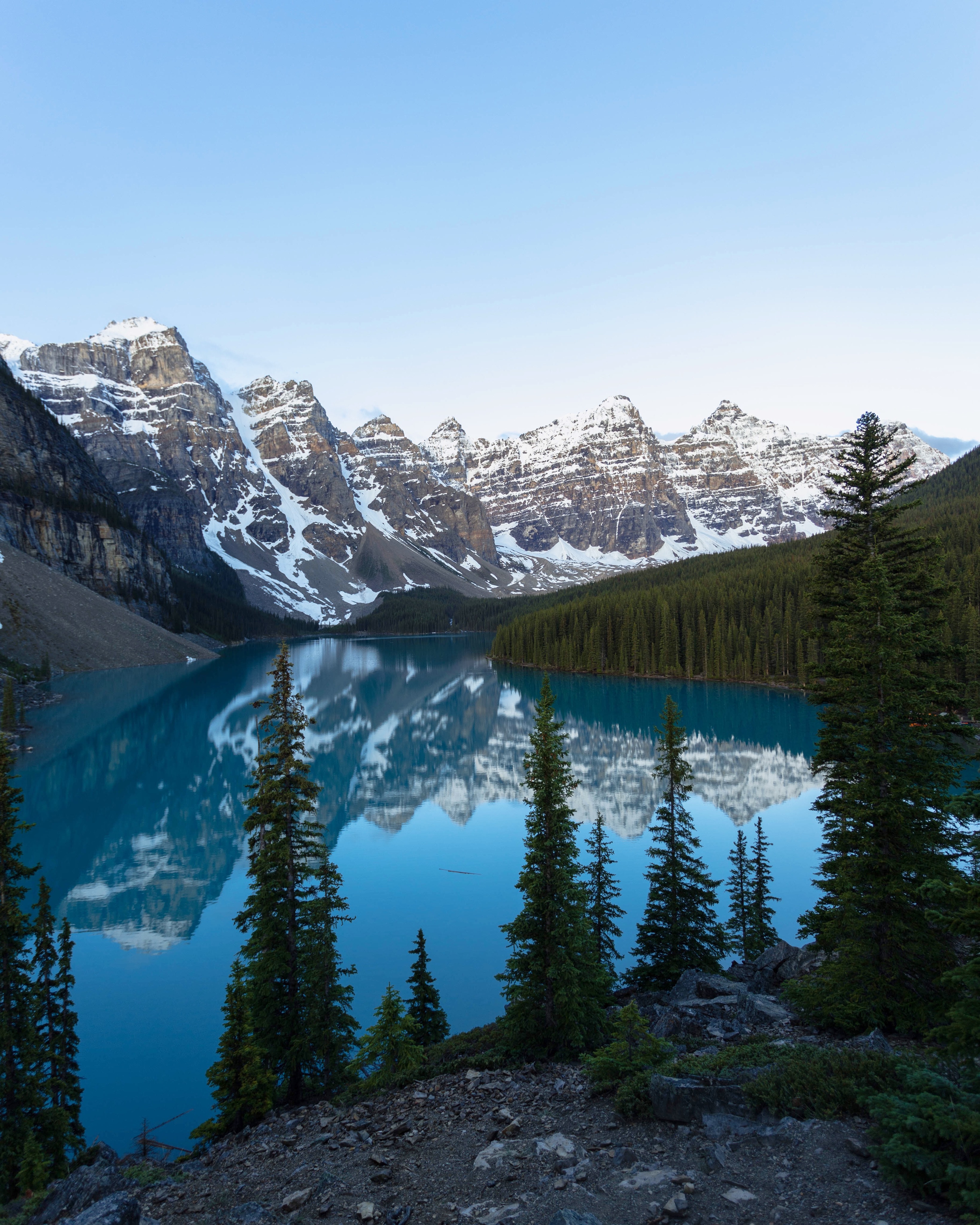 Free download wallpaper Trees, Mountains, Lake, Nature, Snow, Winter on your PC desktop