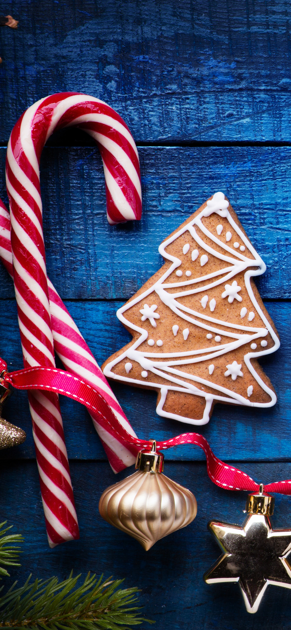 Handy-Wallpaper Feiertage, Weihnachten, Weihnachtsschmuck, Plätzchen, Zuckerstange kostenlos herunterladen.