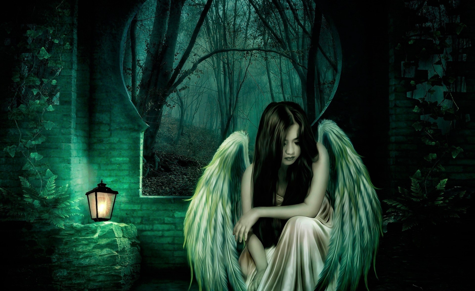 Download mobile wallpaper Fantasy, Gothic, Lantern, Wings, Angel for free.