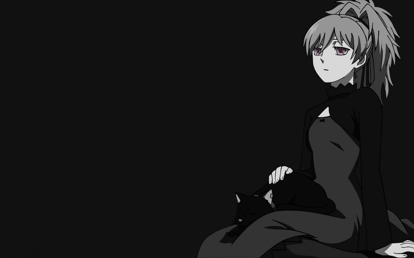 724586 завантажити шпалери аніме, темніше за чорне, чорний, кішка, мао (темніше чорного), інь (темніше чорного) - заставки і картинки безкоштовно