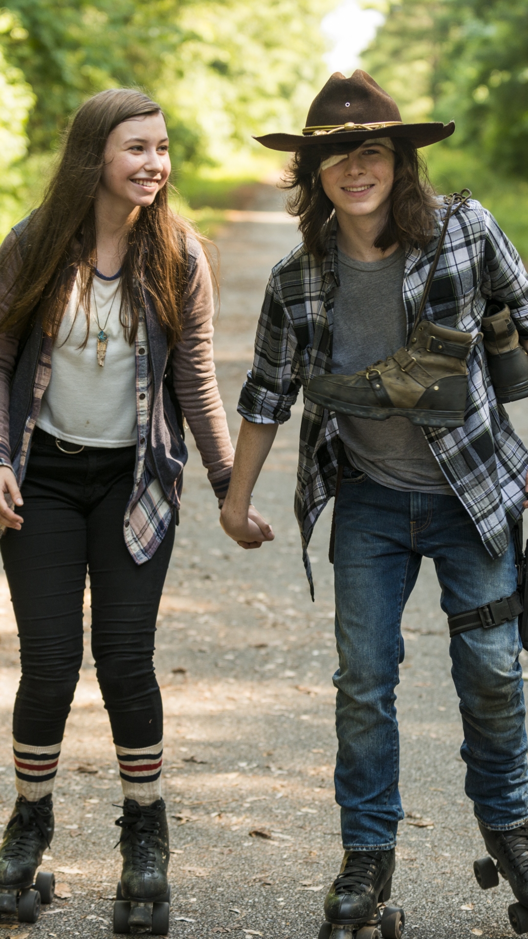 Download mobile wallpaper Tv Show, The Walking Dead, Carl Grimes, Chandler Riggs, Enid (The Walking Dead), Katelyn Nacon for free.