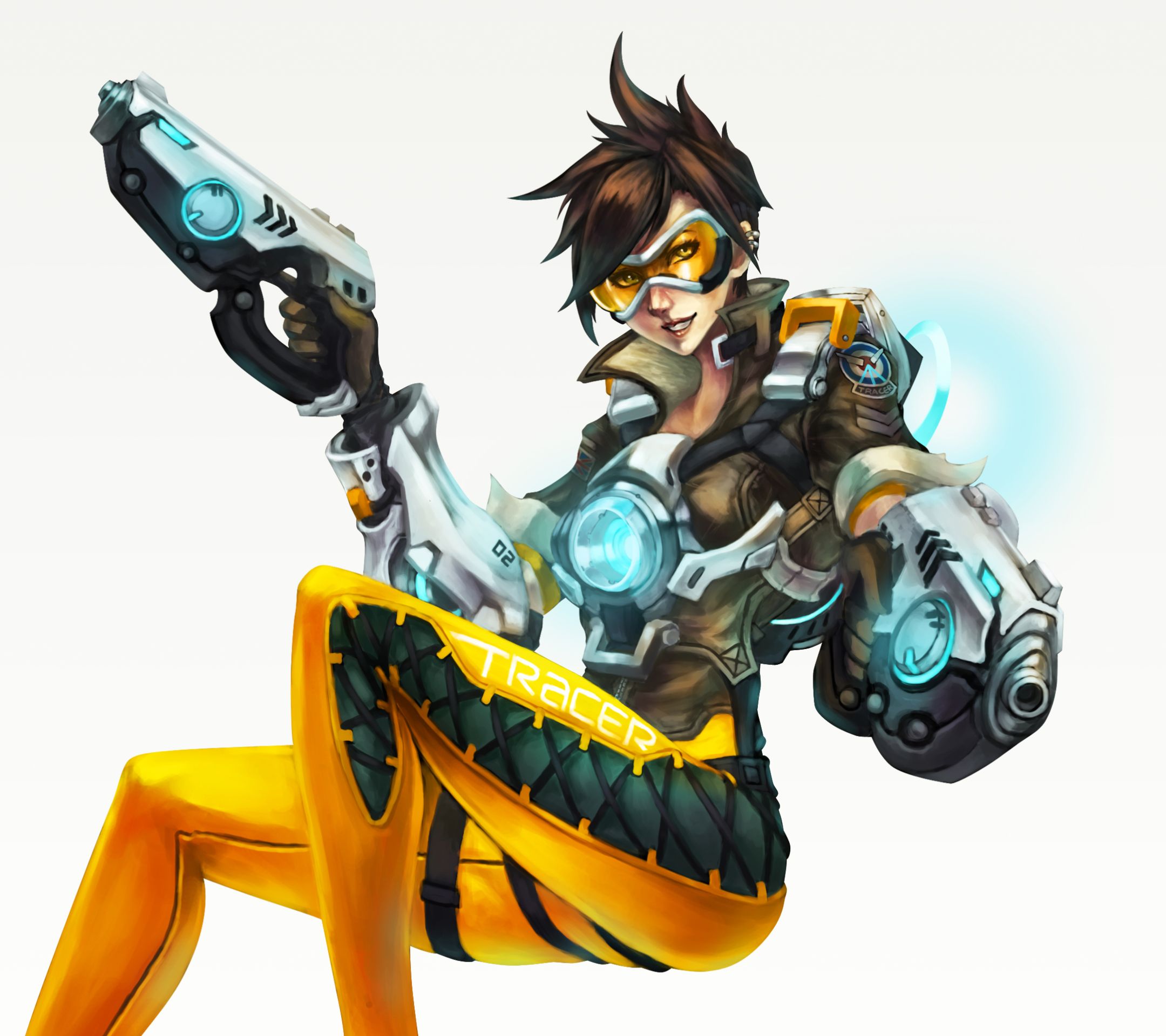 Download mobile wallpaper Glasses, Overwatch, Video Game, Gun, Short Hair, Tracer (Overwatch) for free.
