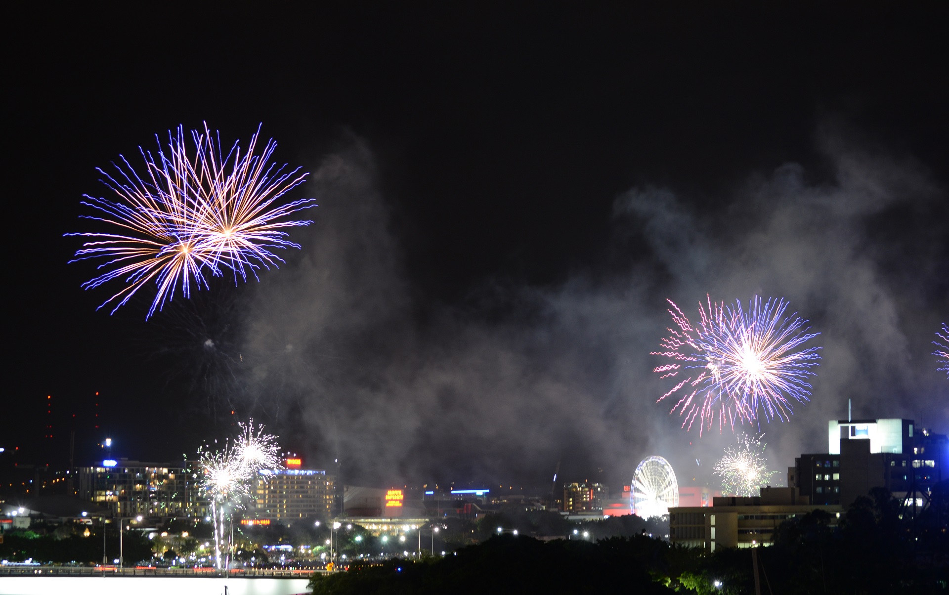 photography, fireworks, australia, brisbane, celebration, new year