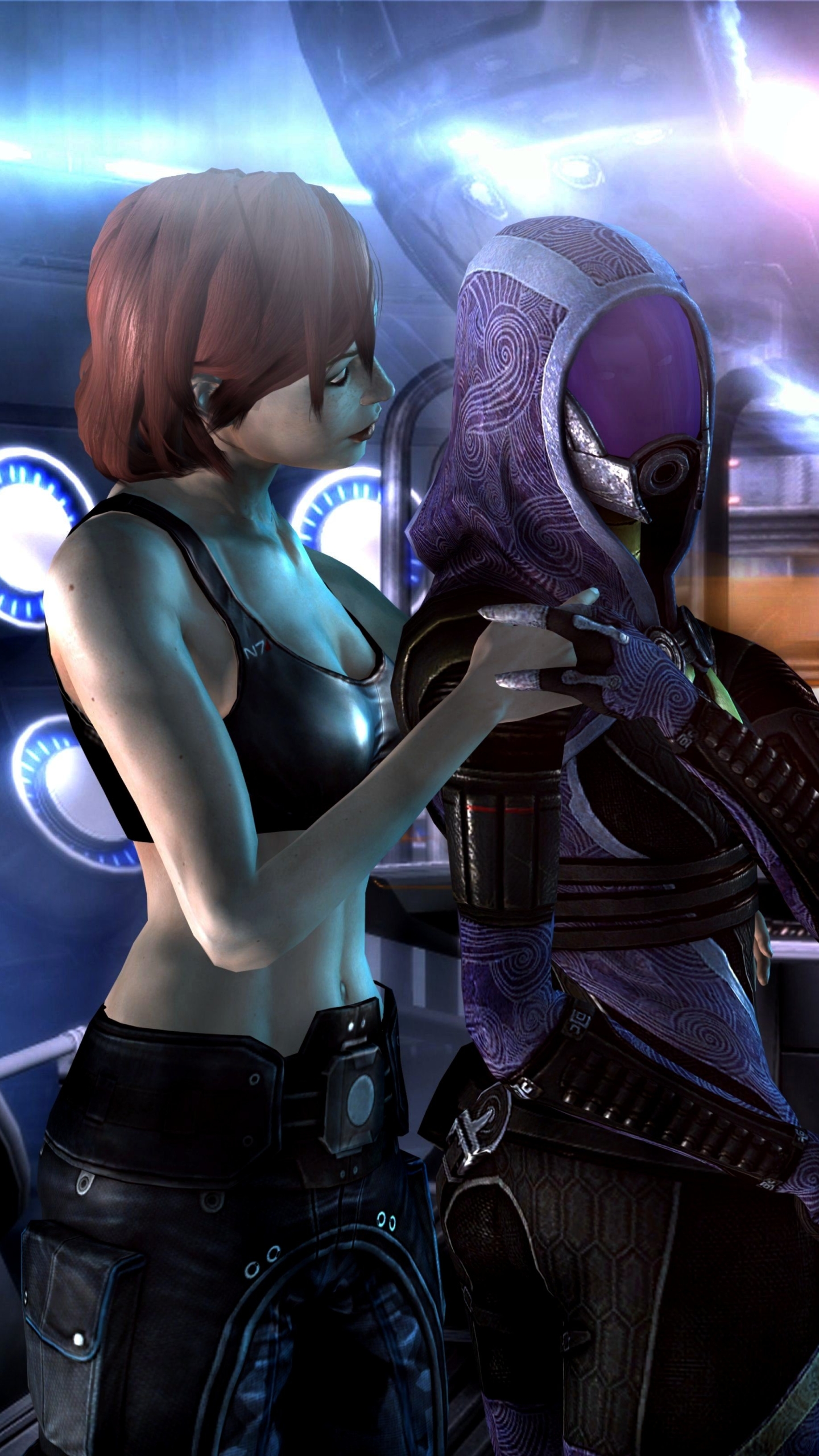 Handy-Wallpaper Mass Effect, Computerspiele, Videospiel, Tali’Zorah, Kommandant Shepard kostenlos herunterladen.