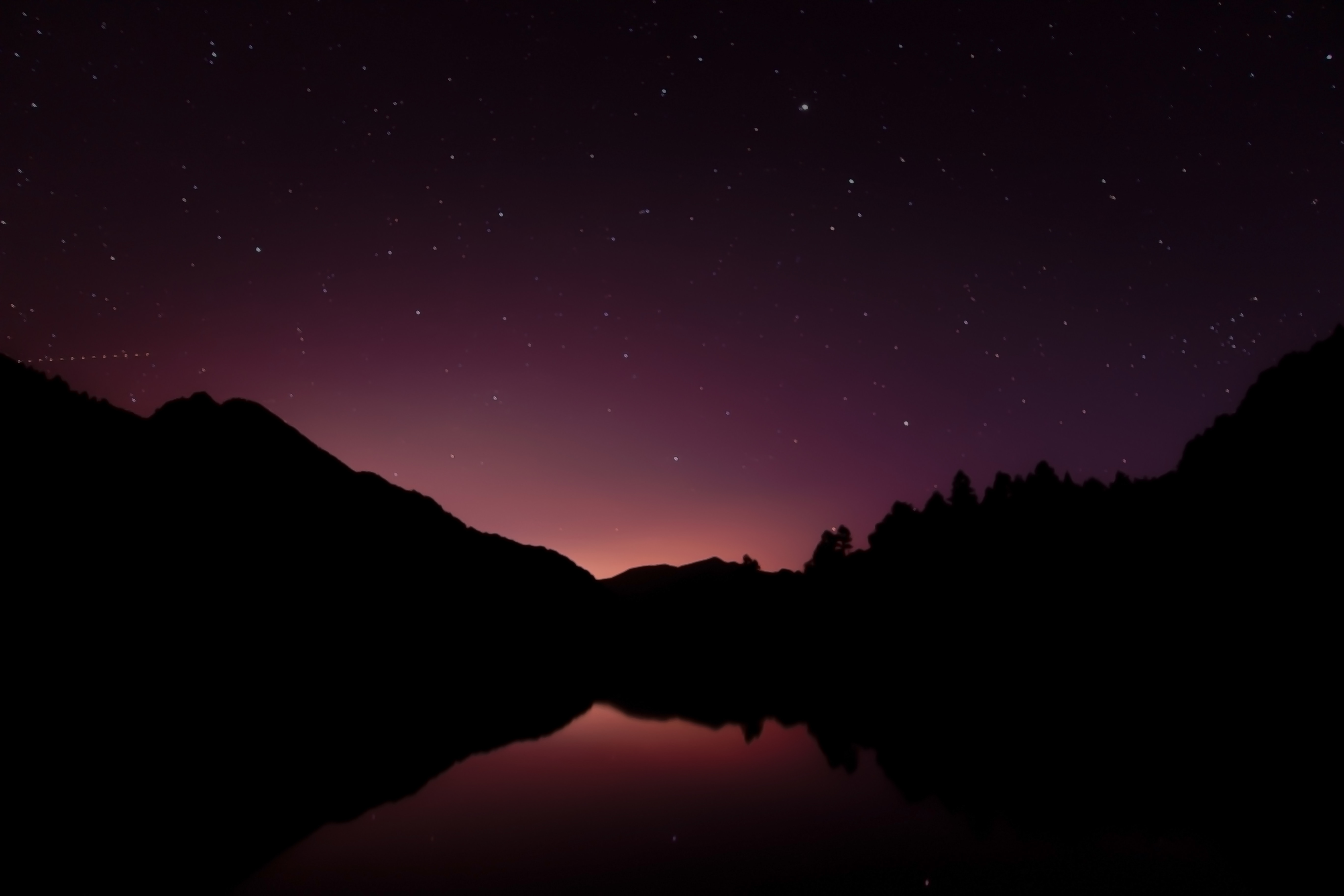 Download mobile wallpaper Lake, Starry Sky, Mountains, Night, Dark for free.