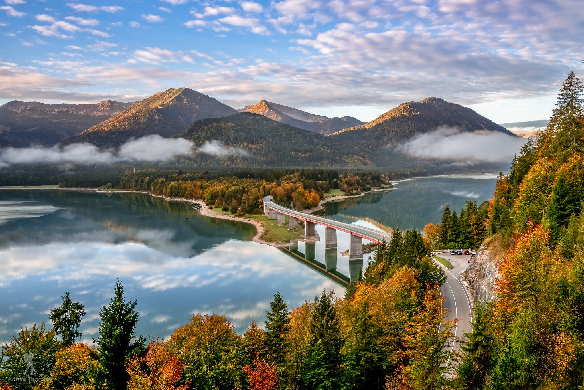 Download mobile wallpaper Landscape, Mountain, Lake, Road, Forest, Bridge, Germany, Photography for free.