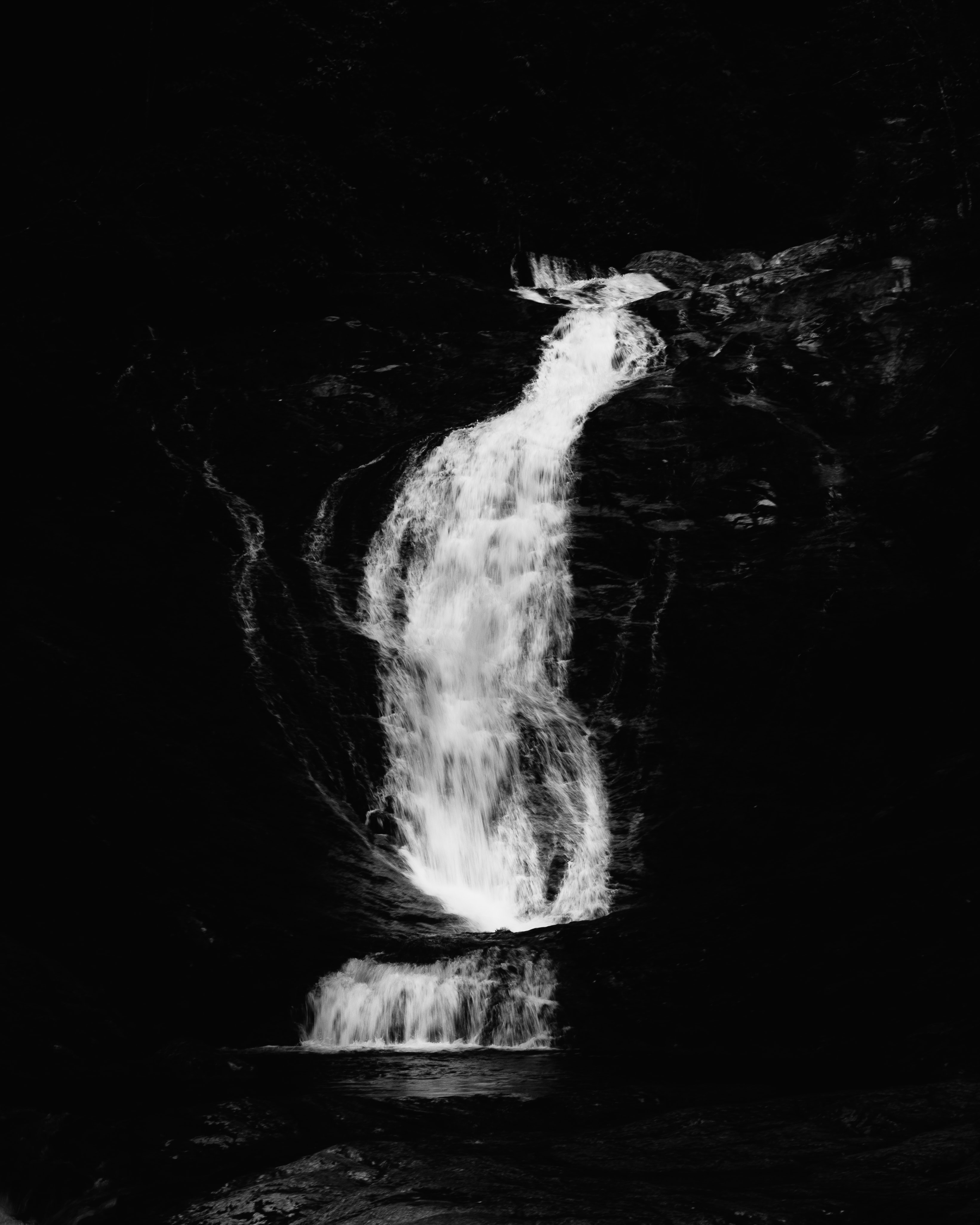 nature, rivers, dark, waterfall, bw, chb 1080p