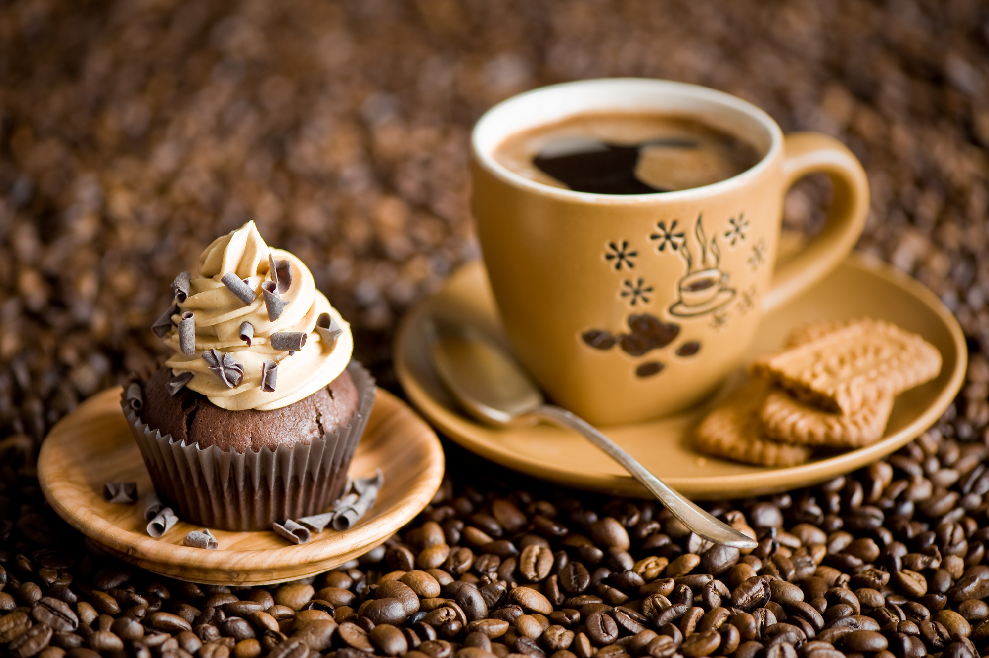 Laden Sie das Kaffeebohnen, Cupcake, Nahrungsmittel, Kaffee-Bild kostenlos auf Ihren PC-Desktop herunter