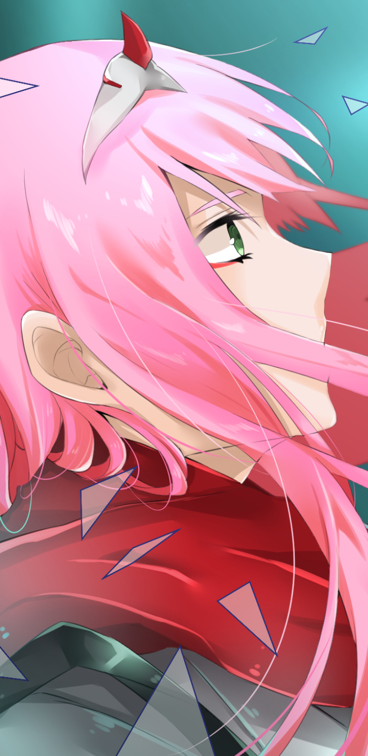 Download mobile wallpaper Anime, Horns, Green Eyes, Pink Hair, Long Hair, Darling In The Franxx, Zero Two (Darling In The Franxx) for free.