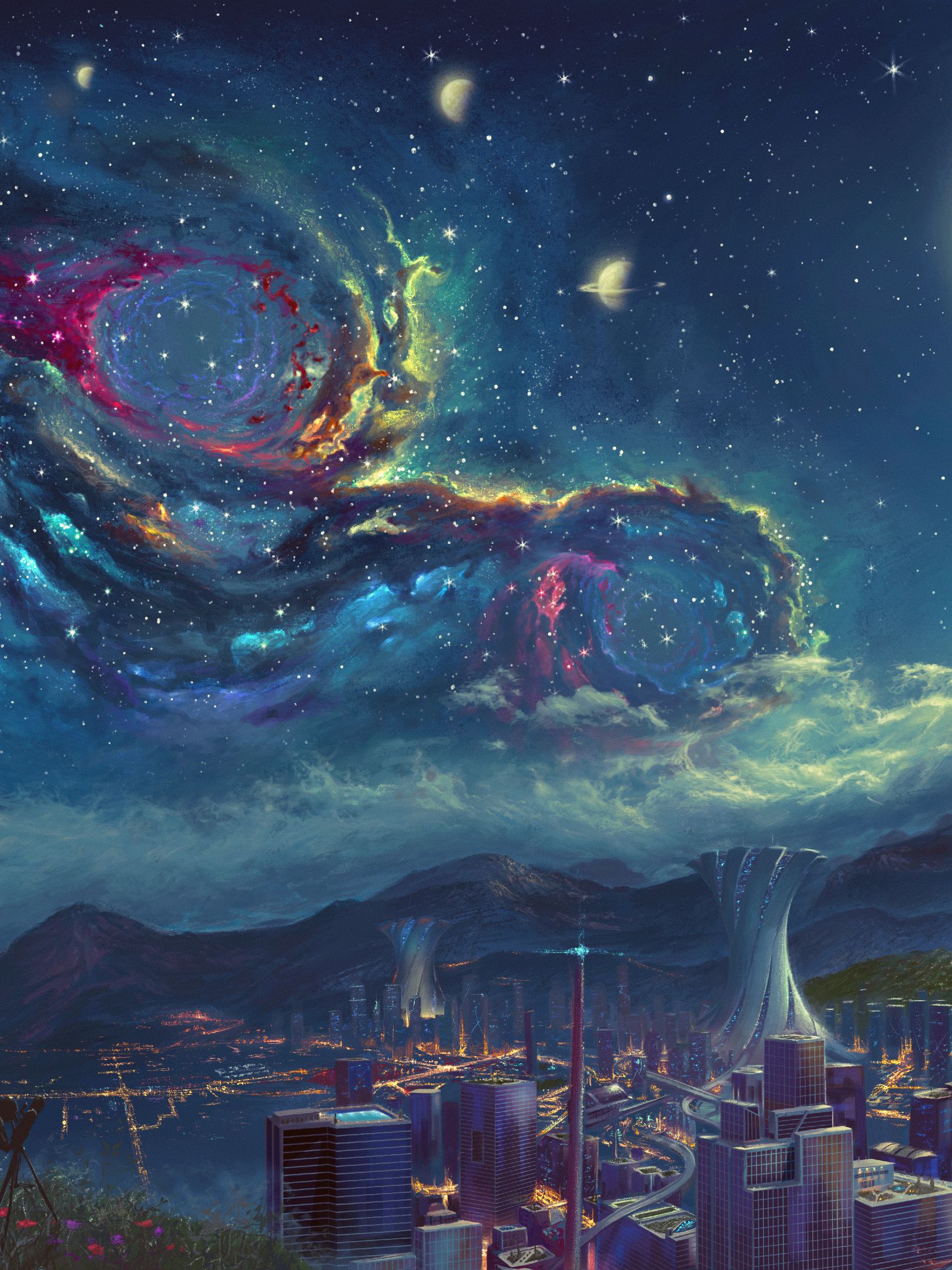 Download mobile wallpaper Landscape, Sky, City, Sci Fi for free.