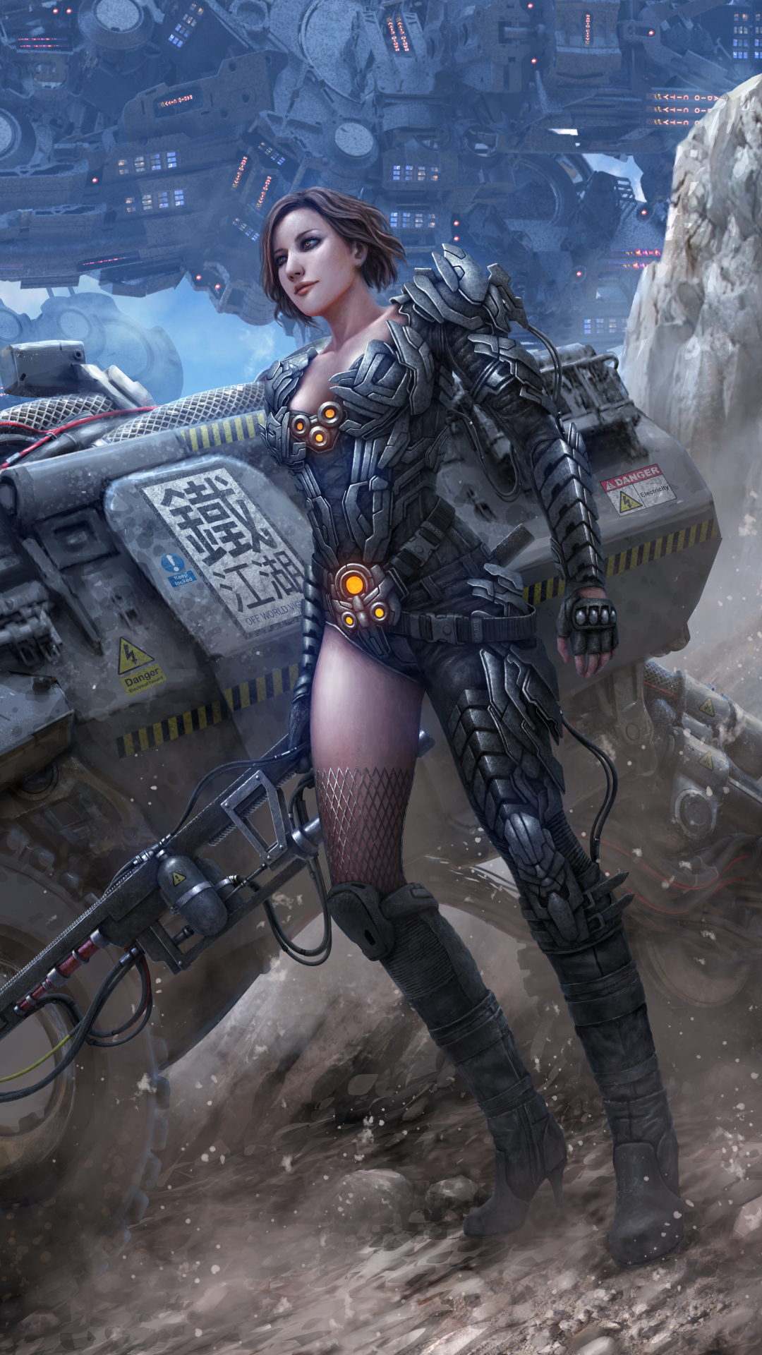 Download mobile wallpaper Weapon, Sci Fi, Cyborg, Armor, Women Warrior, Woman Warrior for free.