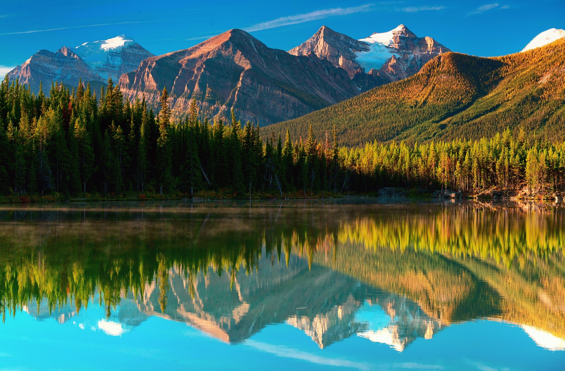 Laden Sie das See, Kanada, Gebirge, Berge, Erde/natur, Spiegelung-Bild kostenlos auf Ihren PC-Desktop herunter