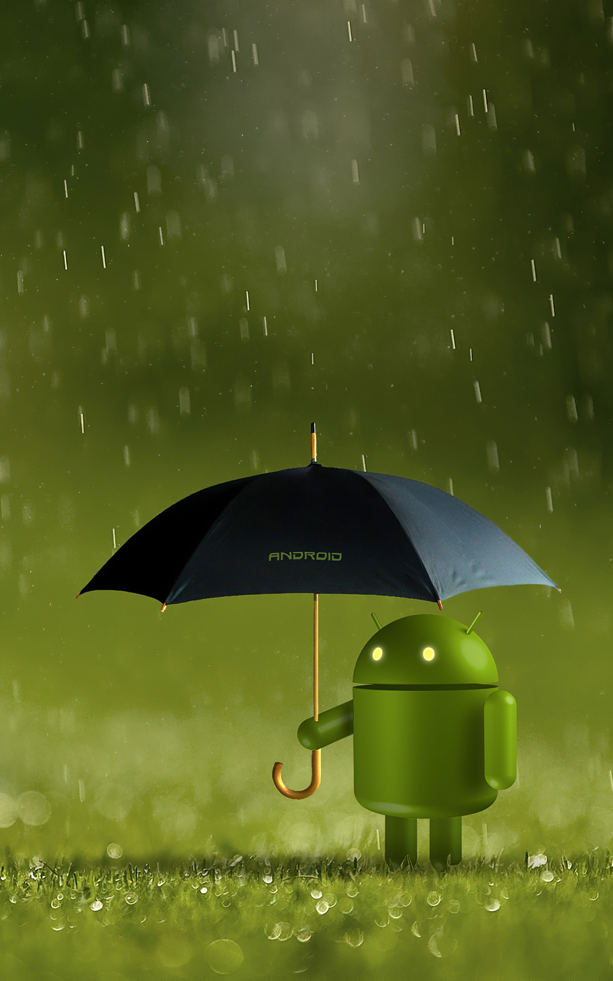 1400025 скачать обои android (операционная система), технологии, андроид, робот, зонтики, зонтик - заставки и картинки бесплатно