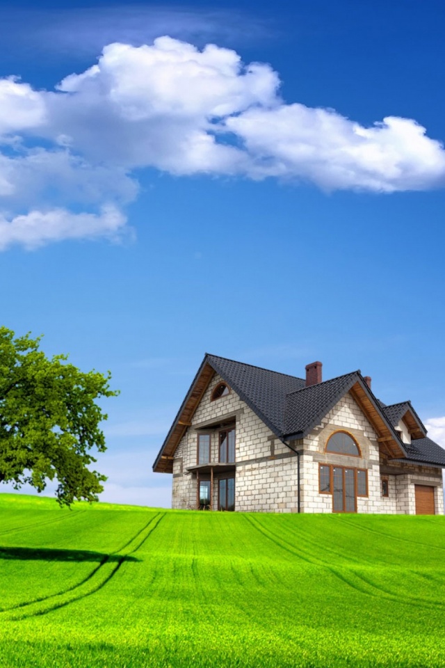 Download mobile wallpaper Grass, House, Cloud, Man Made for free.