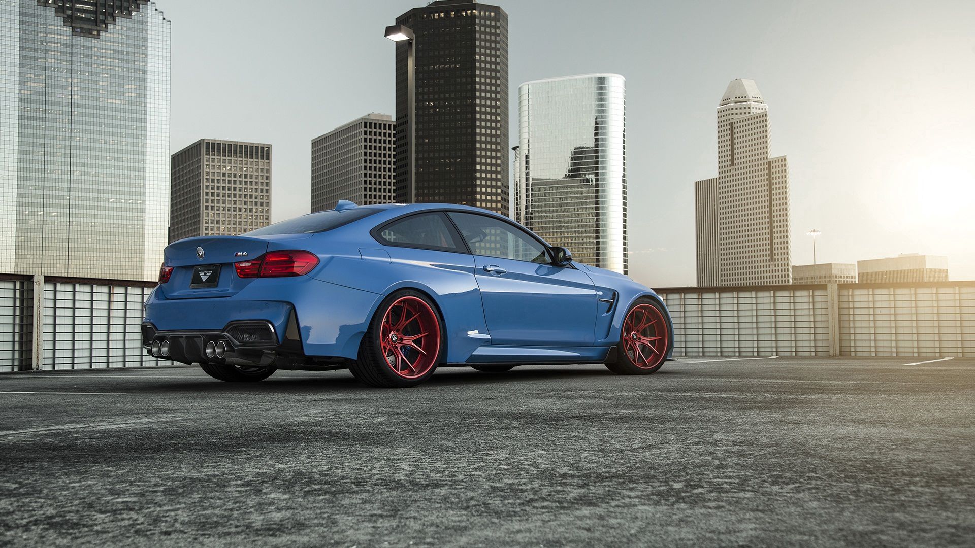 Wallpaper Full HD bmw, cars, blue, back view, rear view, vorsteiner, gtrs4