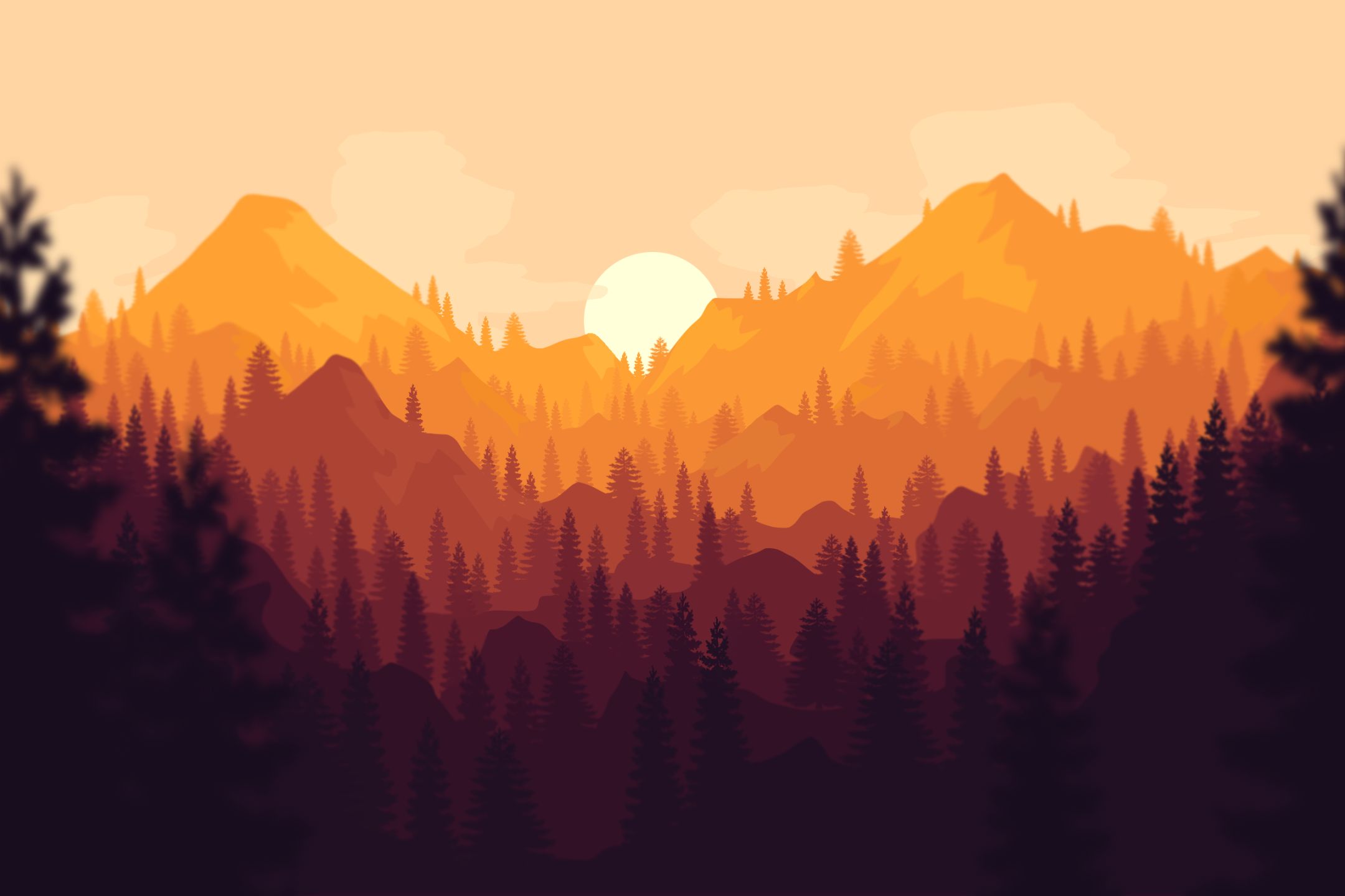 Download mobile wallpaper Sunset, Mountain, Video Game, Firewatch for free.