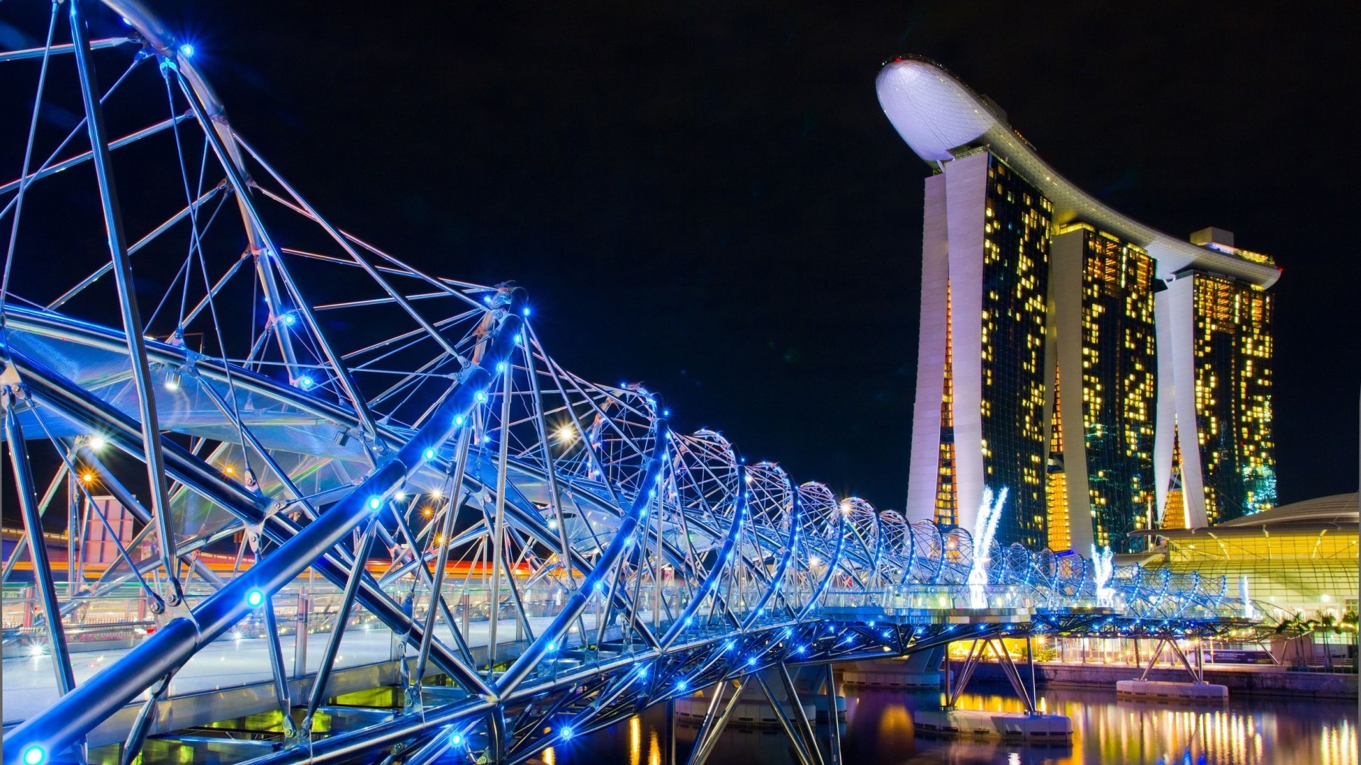 618044 скачать картинку сделано человеком, marina bay sands, спиральный мост, сингапур - обои и заставки бесплатно