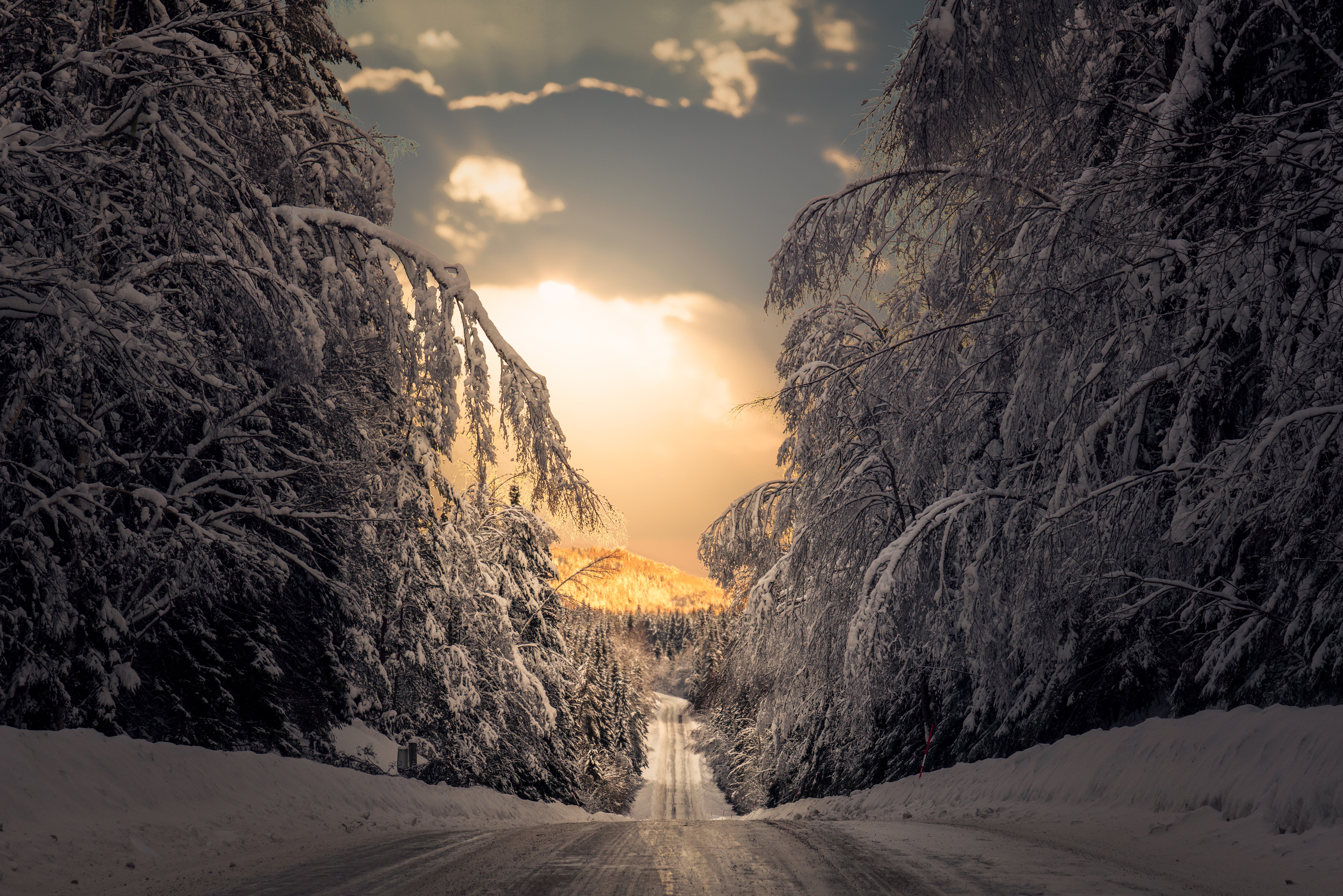 Скачать обои бесплатно Зима, Дорога, Швеция, Сделано Человеком картинка на рабочий стол ПК