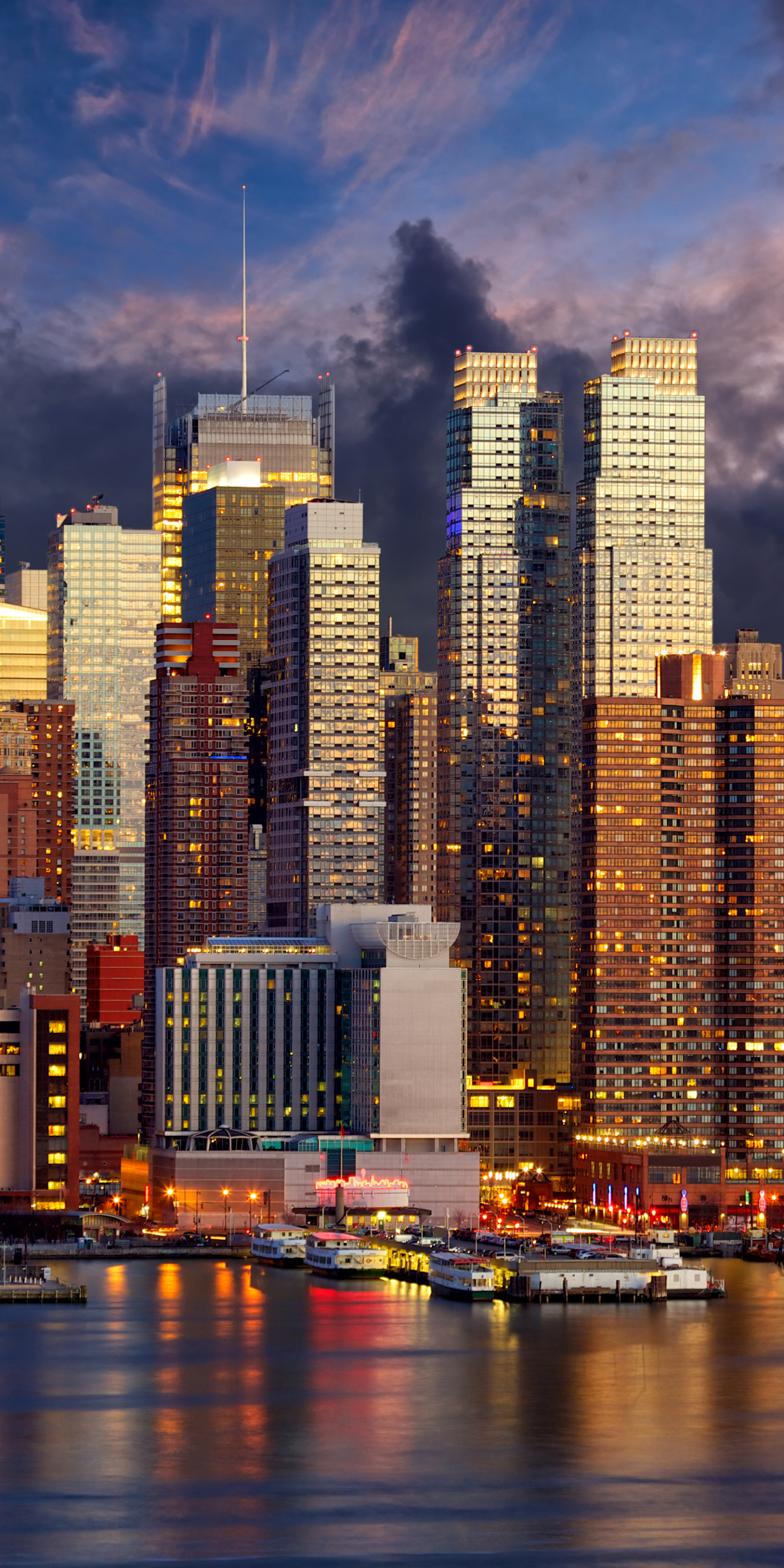 Descarga gratuita de fondo de pantalla para móvil de Ciudades, Noche, Ee Uu, Ciudad, Rascacielos, Edificio, Luz, Nueva York, Manhattan, Hecho Por El Hombre.