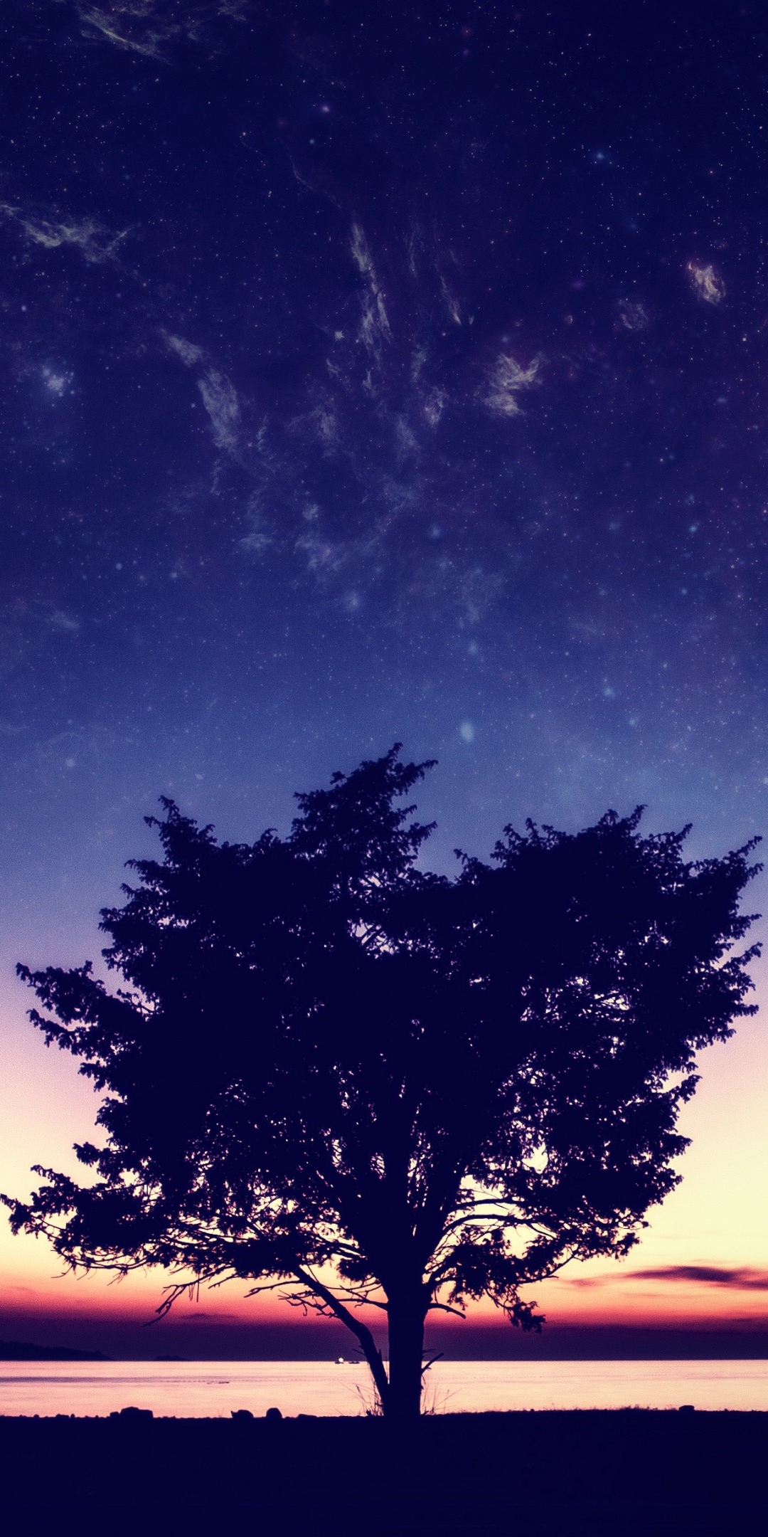 Download mobile wallpaper Fantasy, Sky, Stars, Moon, Tree for free.