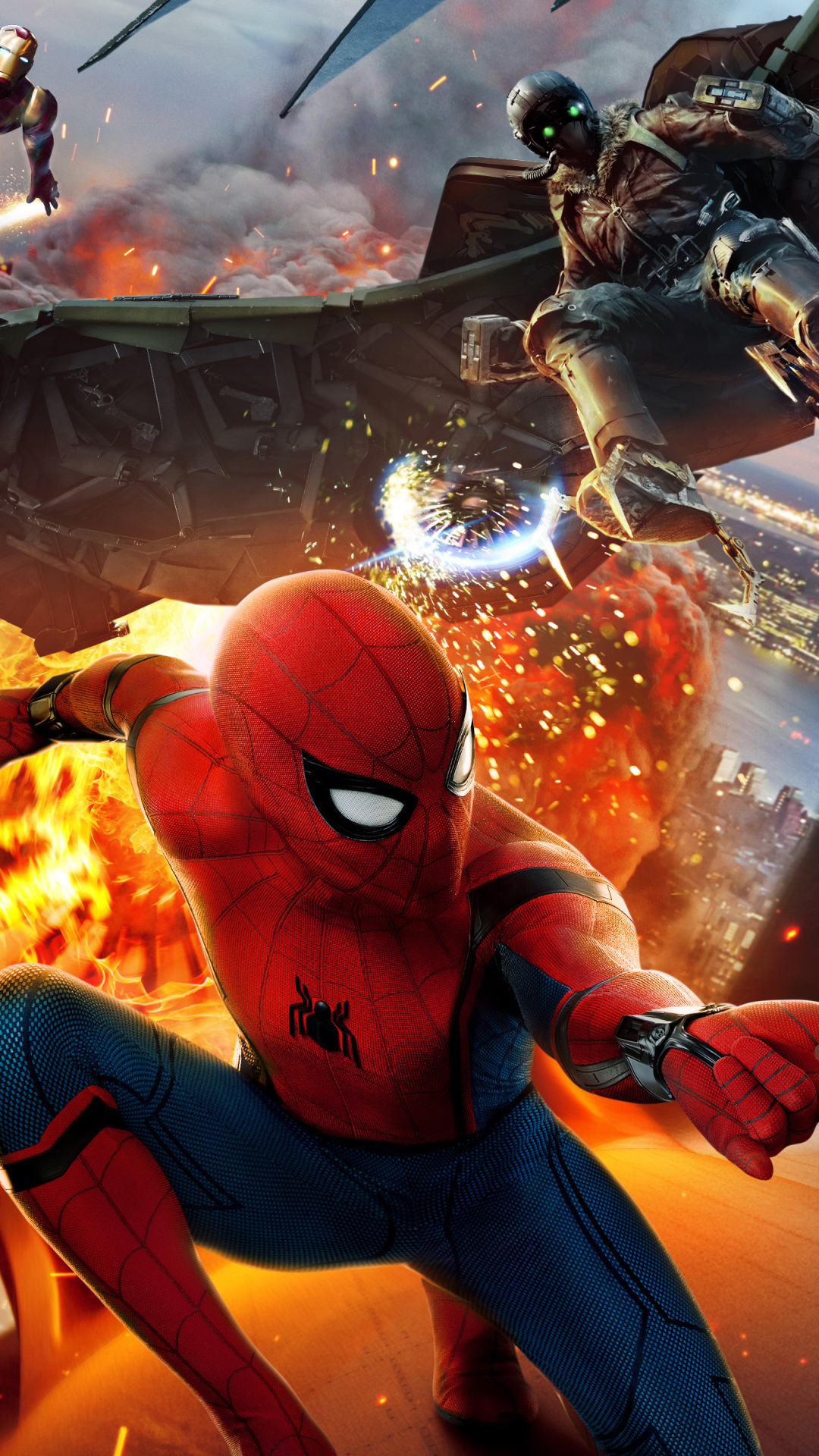 Download mobile wallpaper Spider Man, Iron Man, Movie, Vulture (Marvel Comics), Spider Man: Homecoming for free.