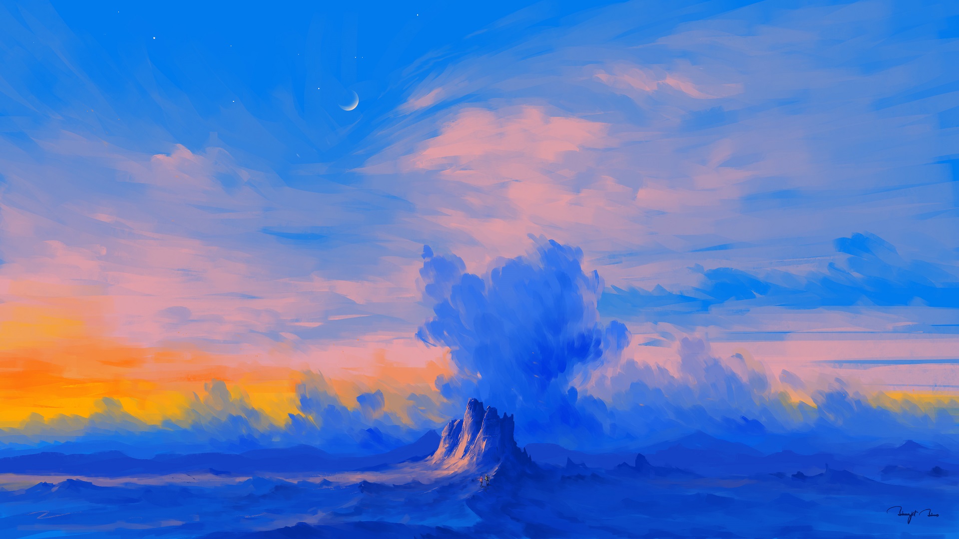 Laden Sie das Landschaft, Gebirge, Wolke, Himmel, Künstlerisch-Bild kostenlos auf Ihren PC-Desktop herunter