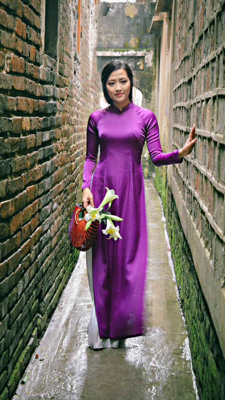 Handy-Wallpaper Lilie, Modell, Frauen, Asiatinnen, Vietnamesisch, Ao Dai kostenlos herunterladen.