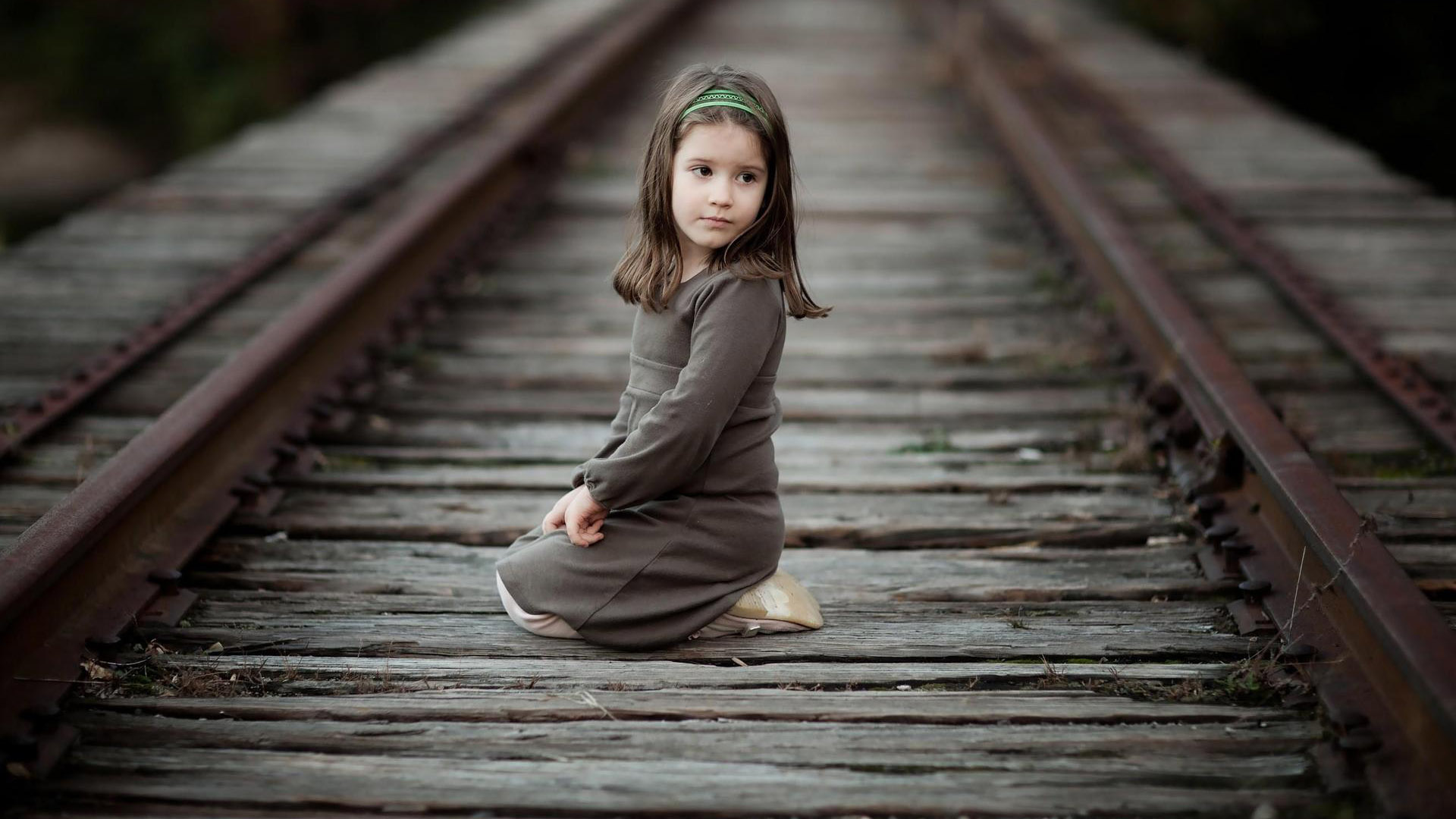 Download mobile wallpaper Child, Photography, Railroad for free.
