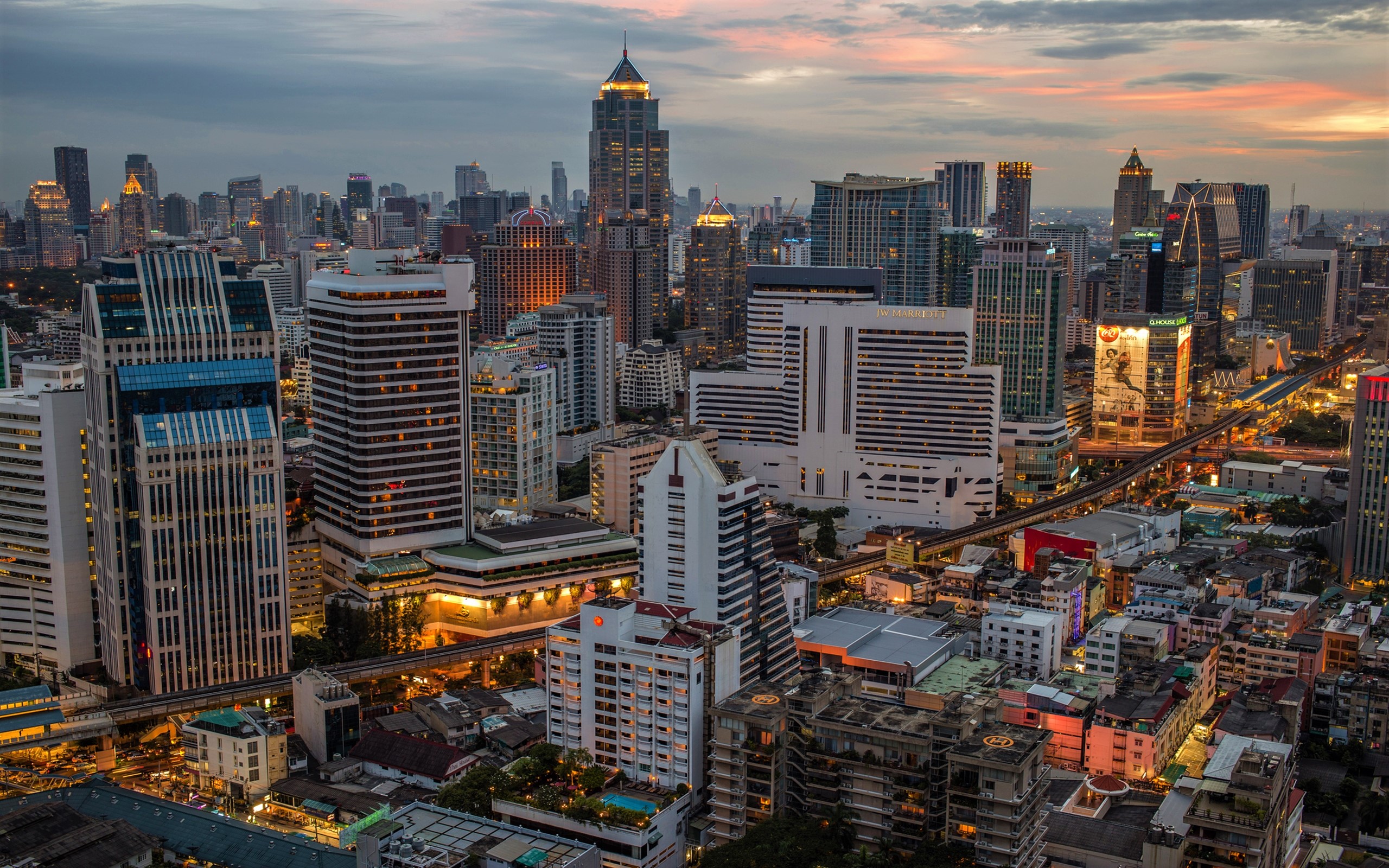 Download mobile wallpaper Cities, City, Skyscraper, Building, Light, Bangkok, Man Made for free.