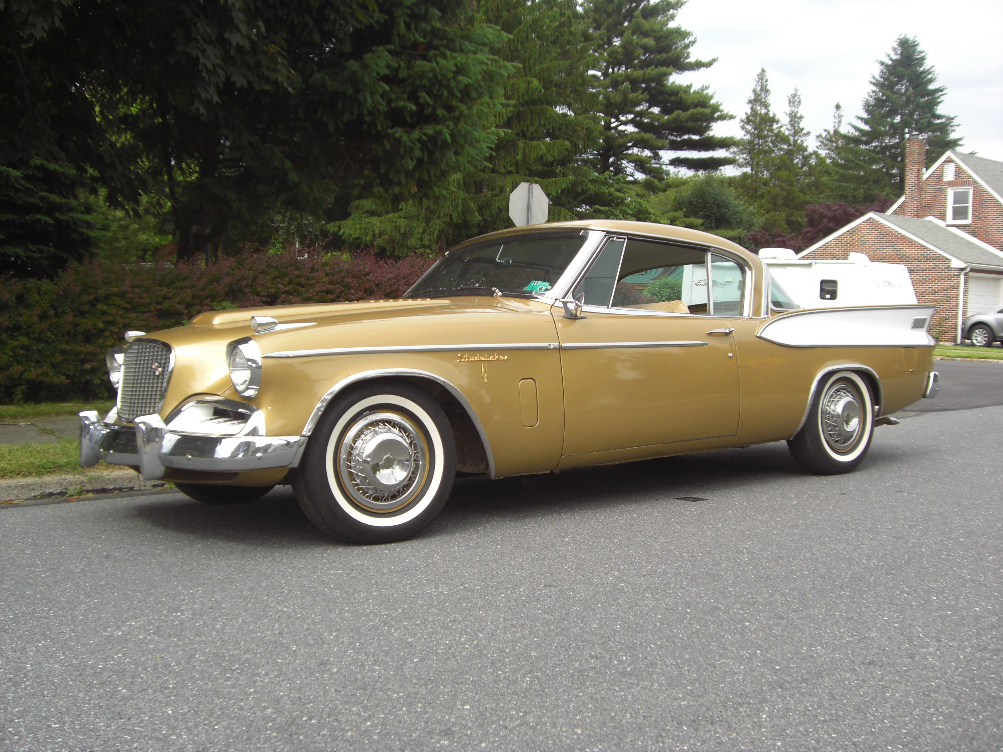 Download mobile wallpaper Car, Old Car, Vintage Car, Studebaker, Vehicles, Brown Car, Studebaker Golden Hawk for free.