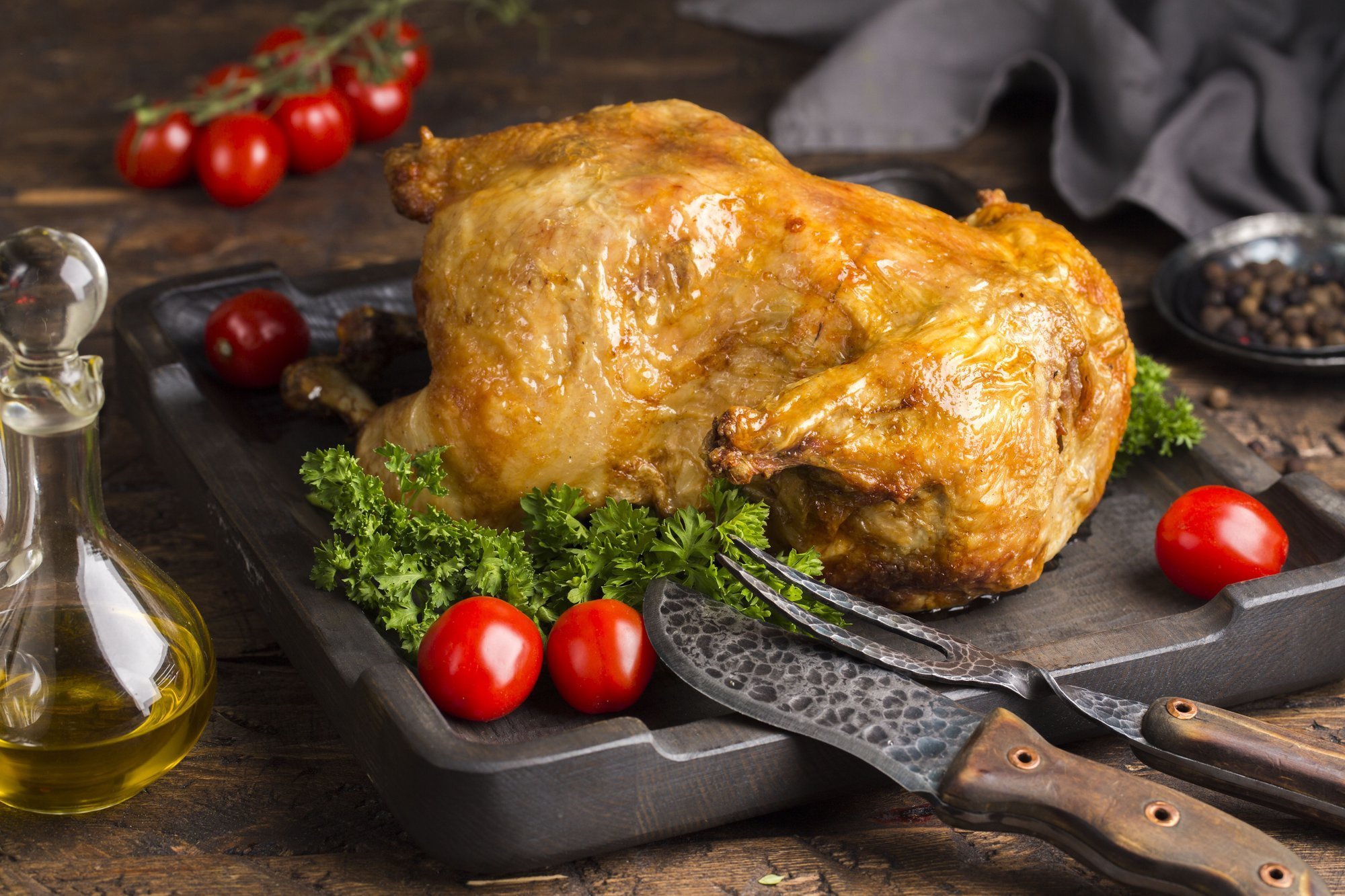 Download mobile wallpaper Food, Meat, Still Life, Chicken, Tomato for free.